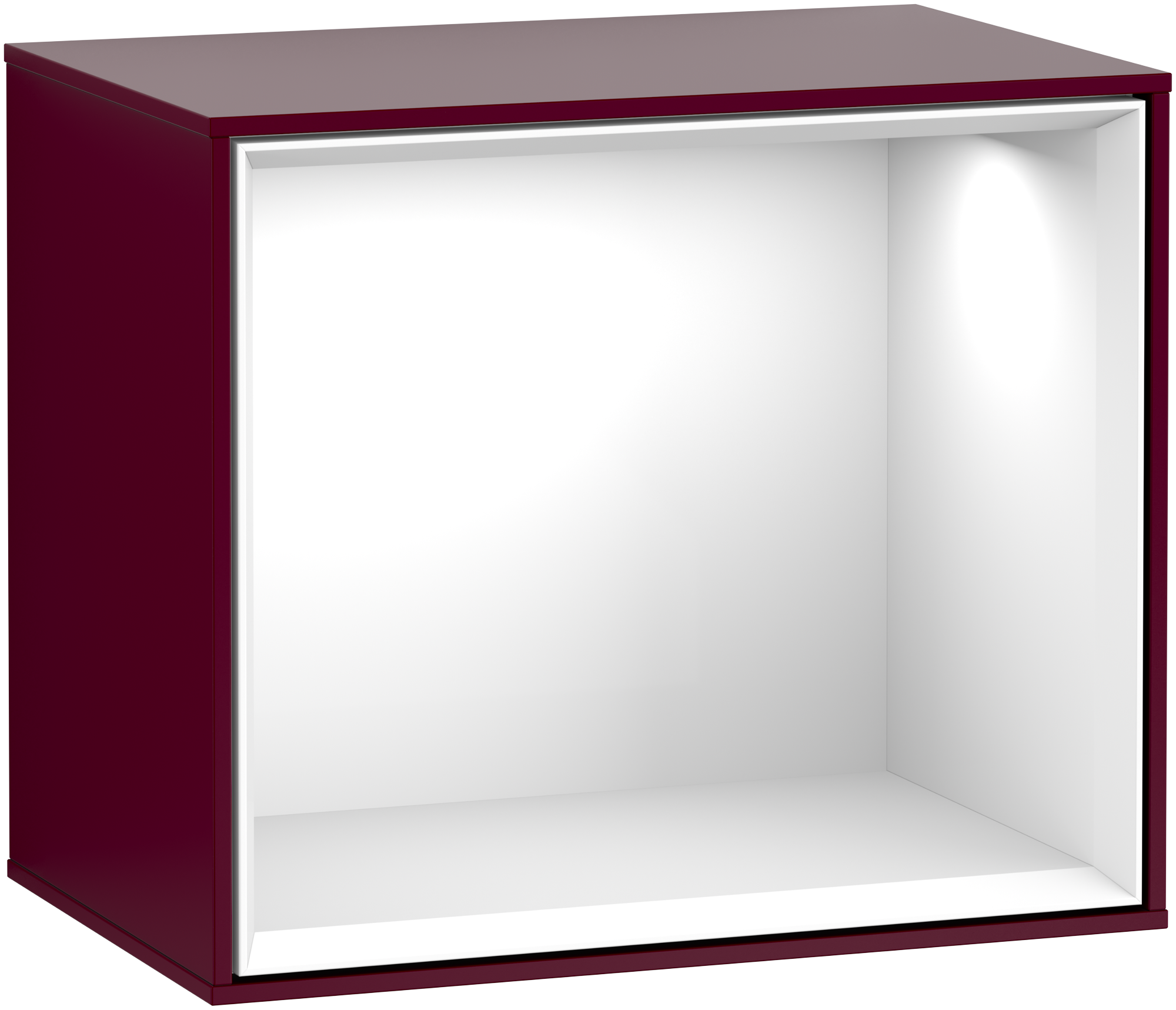 Villeroy & Boch Finion Regalmodul, mit Beleuchtung, 418x356x270mm, Korpus: Peony Matt Lacquer, Front: Peony Matt Lacquer, Regalelement: Glossy White Lacquer