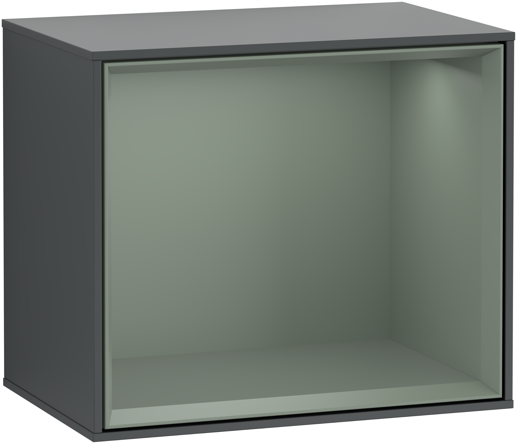 Villeroy & Boch Finion Module d'étagère, avec éclairage, 418x356x270mm, Caisson: Midnight Blue Matt Lacquer, Façade: Midnight Blue Matt Lacquer, Élément d’étagère: Olive Matt Lacquer