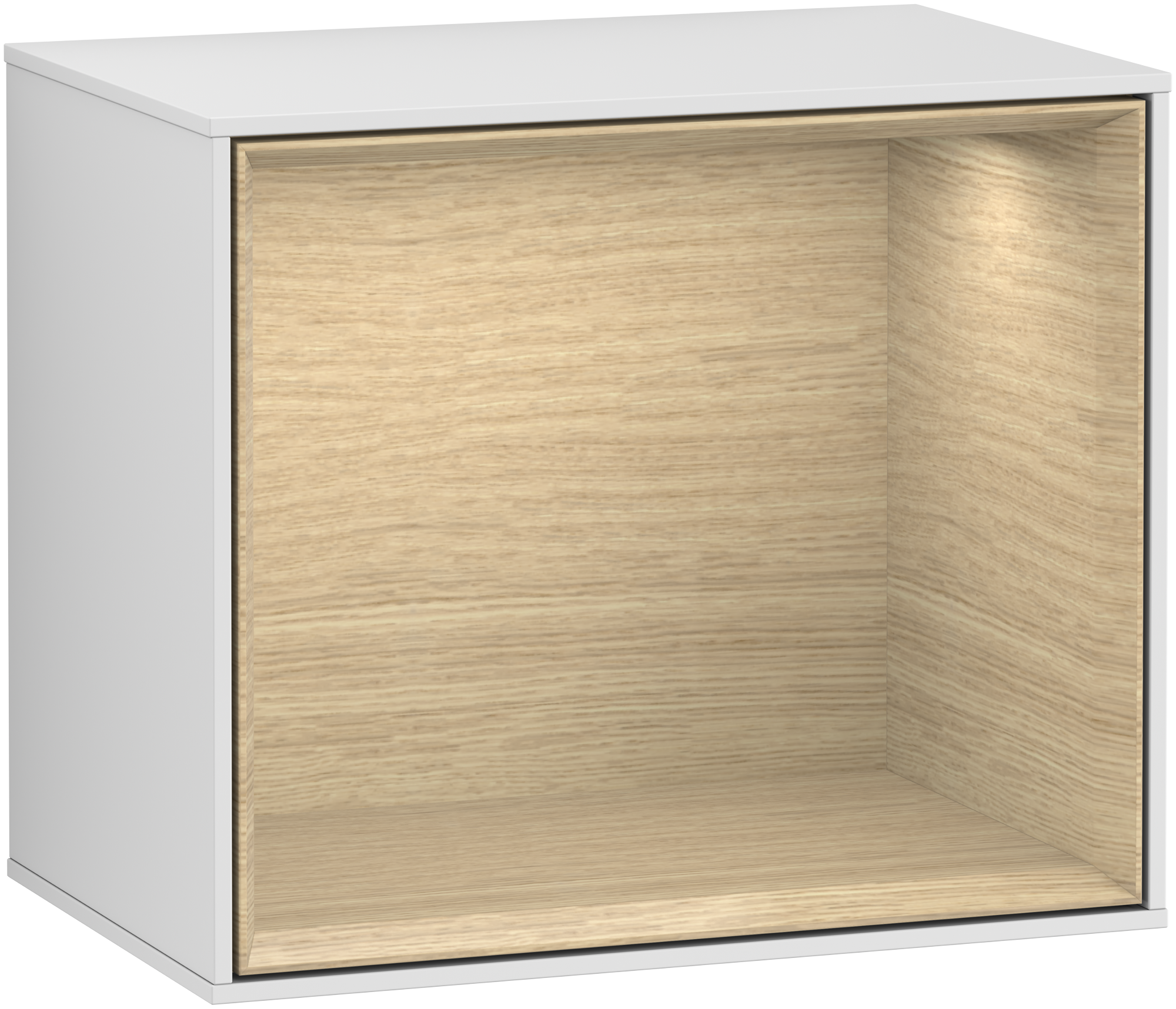 Villeroy & Boch Finion Shelf module, with lighting, 418x356x270mm, Body: White Matt Lacquer, Front: White Matt Lacquer, Shelf: Oak Veneer