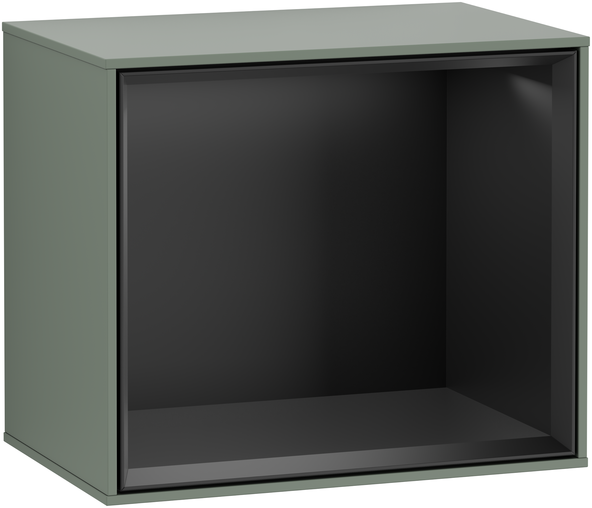 Villeroy & Boch Finion Shelf module, with lighting, 418x356x270mm, Body: Olive Matt Lacquer, Front: Olive Matt Lacquer, Shelf: Black Matt Lacquer