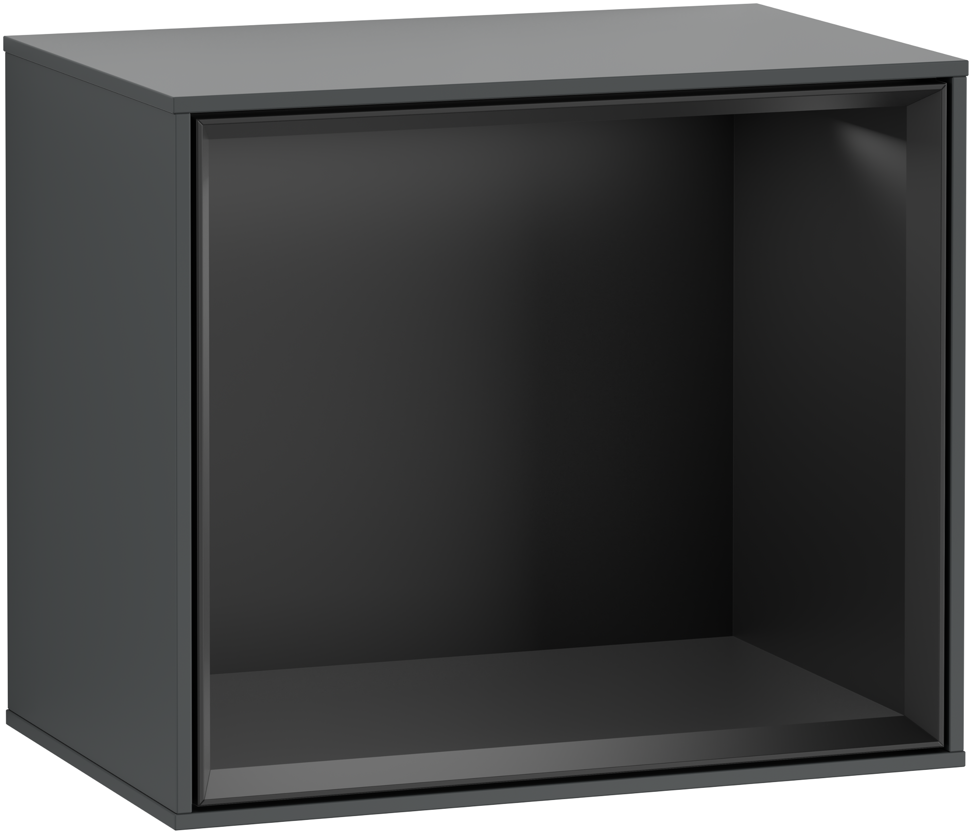 Villeroy & Boch Finion Shelf module, with lighting, 418x356x270mm, Body: Midnight Blue Matt Lacquer, Front: Midnight Blue Matt Lacquer, Shelf: Black Matt Lacquer