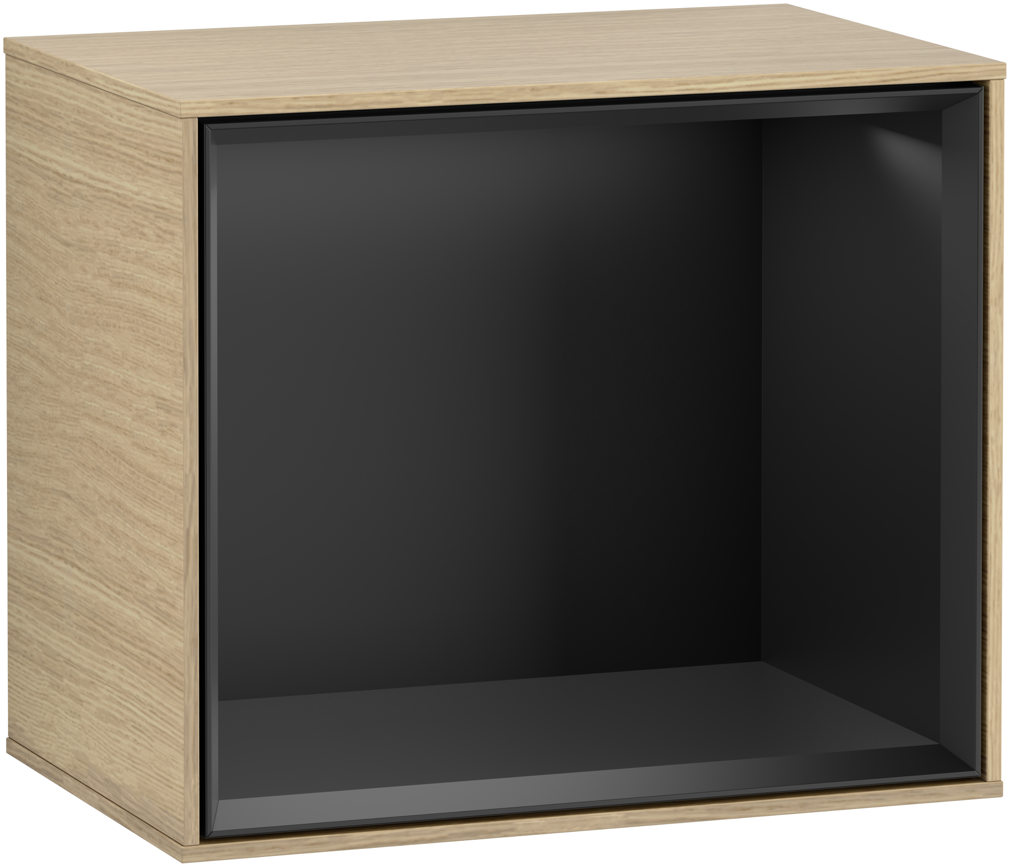 Villeroy & Boch Finion Shelf module, with lighting, 418x356x270mm, Body: Oak Veneer, Front: Oak Veneer, Shelf: Black Matt Lacquer