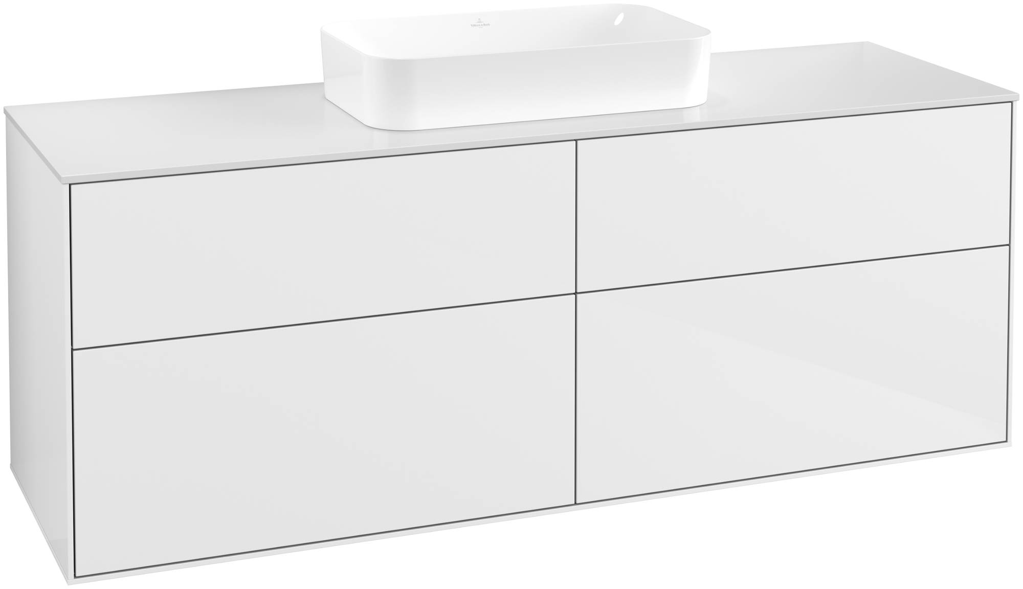 Villeroy & Boch Finion Mobile sottolavabo, 4 vani estraibili, 1600x603x501mm, Corpo: Glossy White Lacquer, Fronte: Glossy White Lacquer, Piastra di copertura: Glass White Matt