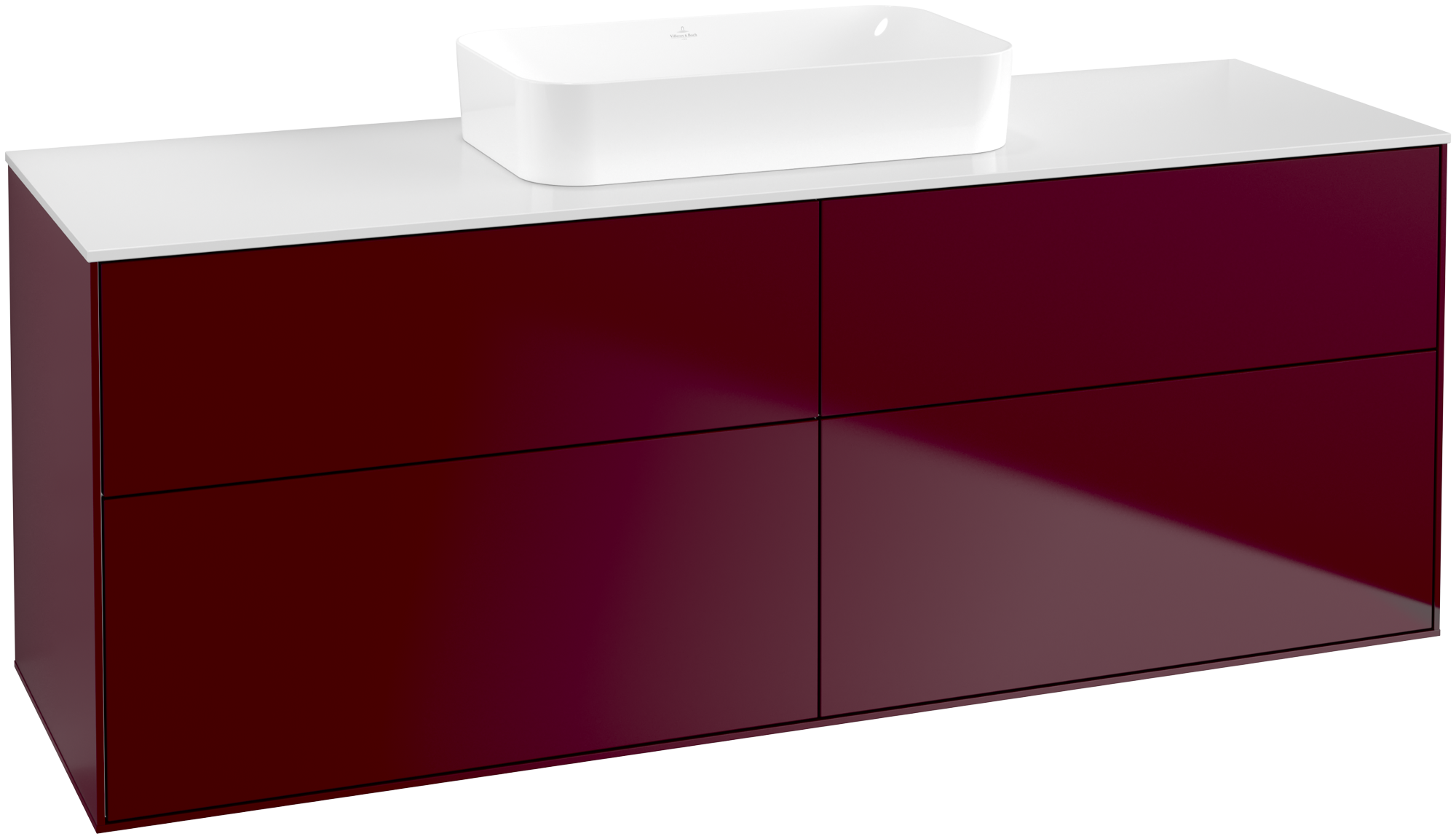 Villeroy & Boch Finion Mobile sottolavabo, 4 vani estraibili, 1600x603x501mm, Corpo: Peony Matt Lacquer, Fronte: Peony Matt Lacquer, Piastra di copertura: Glass White Matt