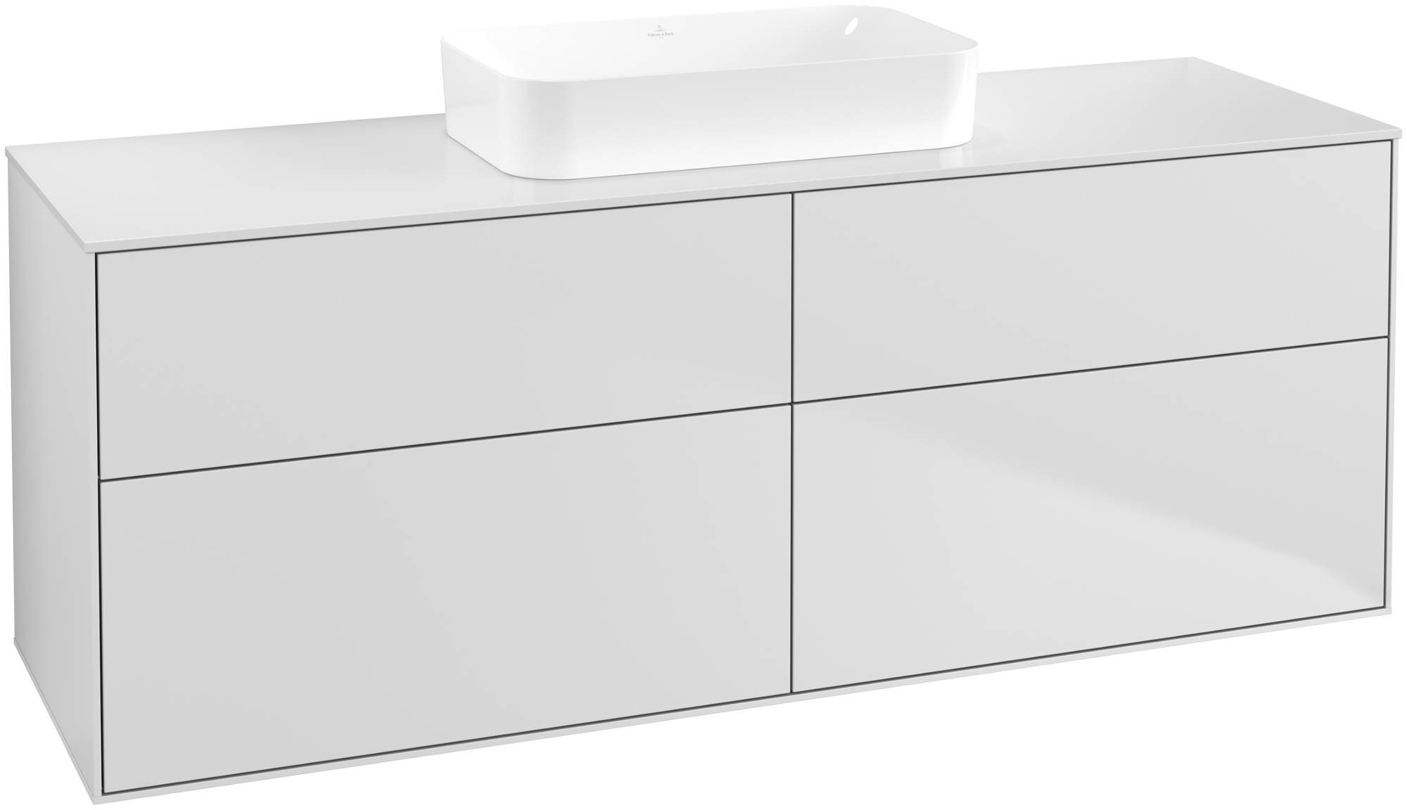 Villeroy & Boch Finion Mobile sottolavabo, 4 vani estraibili, 1600x603x501mm, Corpo: White Matt Lacquer, Fronte: White Matt Lacquer, Piastra di copertura: Glass White Matt