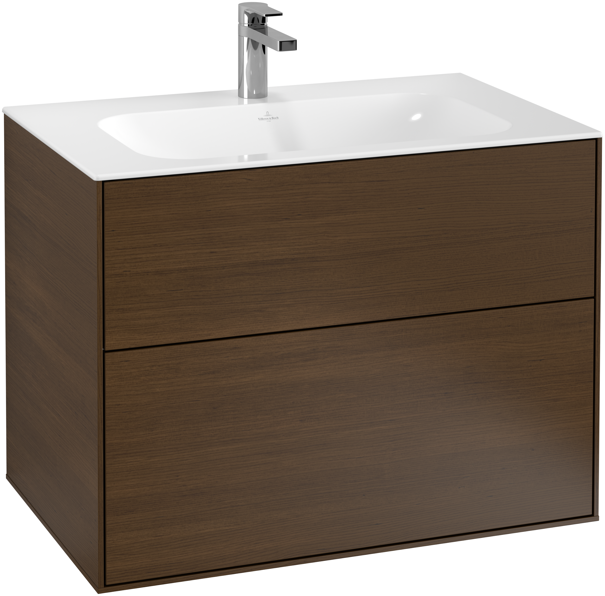 Villeroy & Boch Finion Vanity unit, with lighting, 2 pull-out compartments, 796x591x498mm, Body: Walnut Veneer, Front: Walnut Veneer