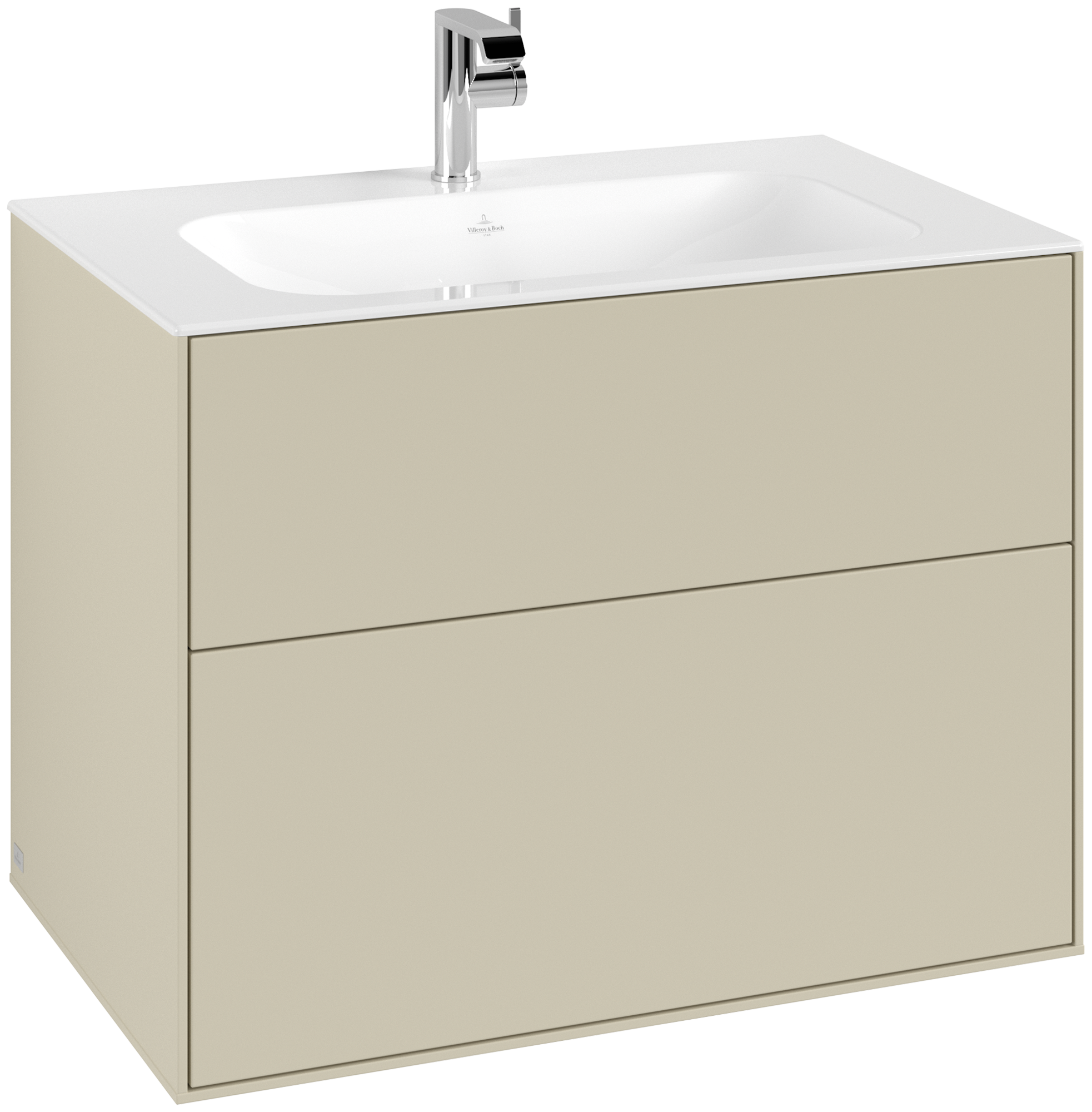 Villeroy & Boch Finion Waschbeckenunterschrank, mit Beleuchtung, 2 Auszüge, 796x591x498mm, Korpus: Silk Grey Matt Lacquer, Front: Silk Grey Matt Lacquer