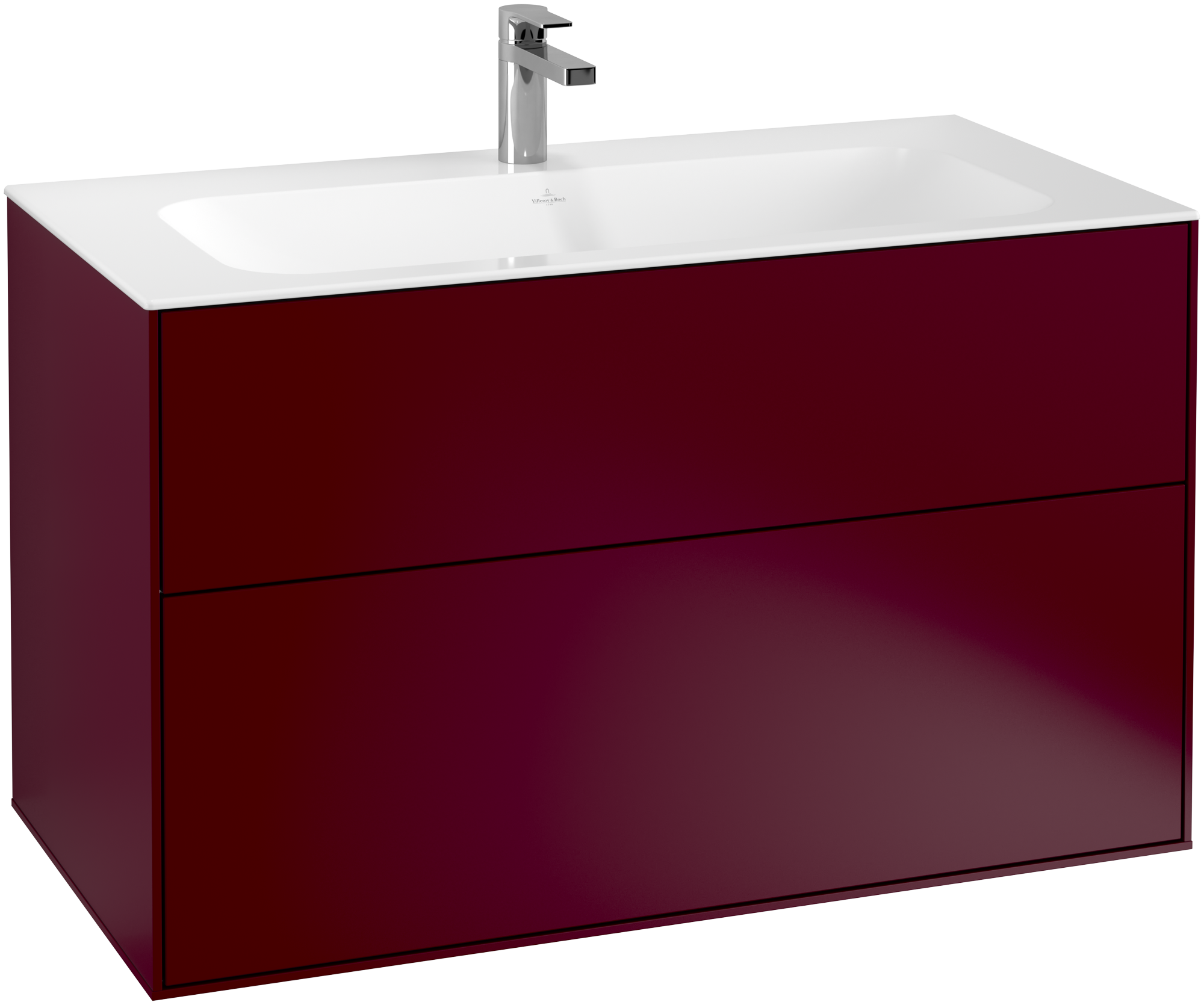 Villeroy & Boch Finion Vanity unit, with lighting, 2 pull-out compartments, 996x591x498mm, Body: Peony Matt Lacquer, Front: Peony Matt Lacquer
