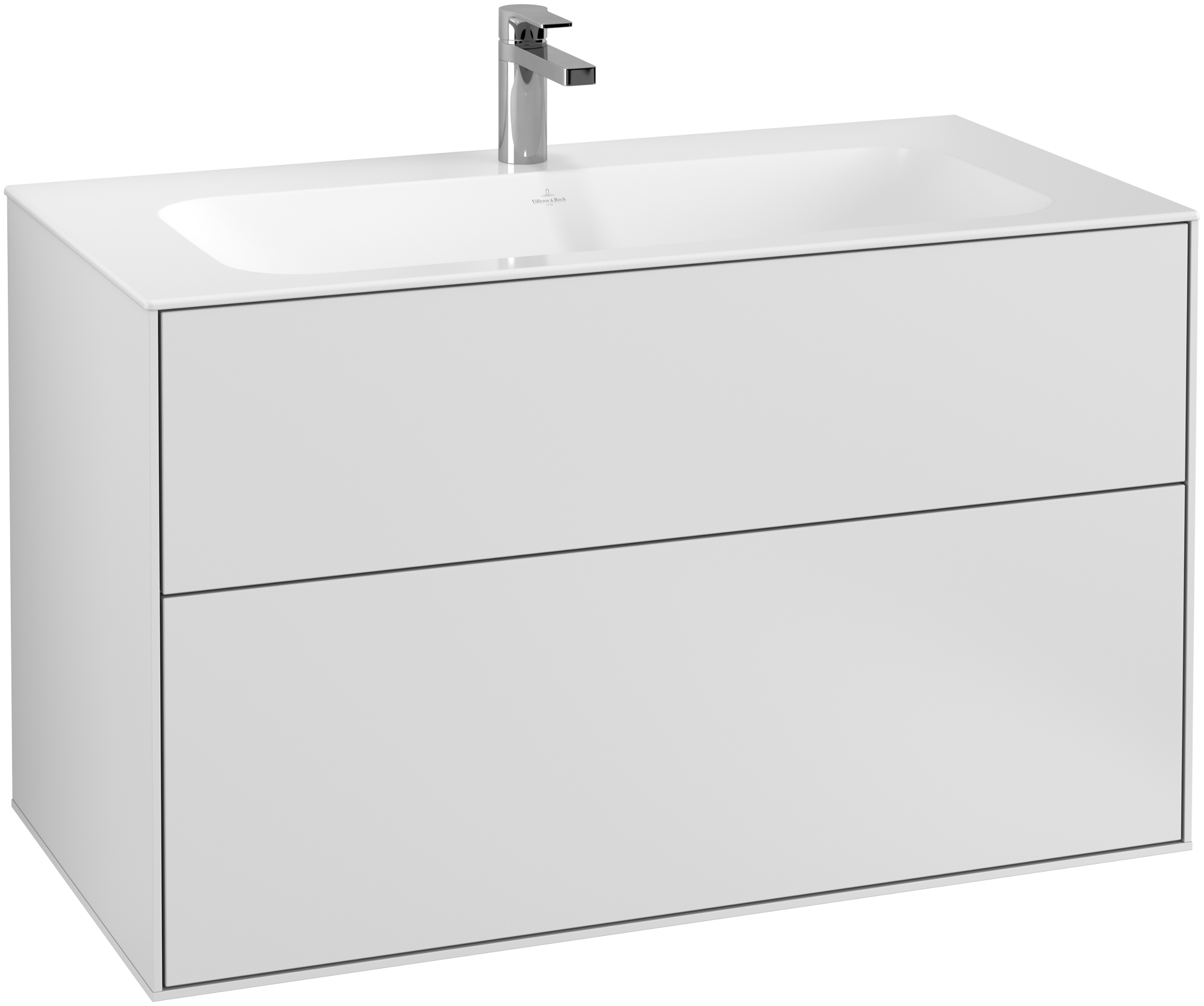 Villeroy & Boch Finion Vanity unit, with lighting, 2 pull-out compartments, 996x591x498mm, Body: White Matt Lacquer, Front: White Matt Lacquer