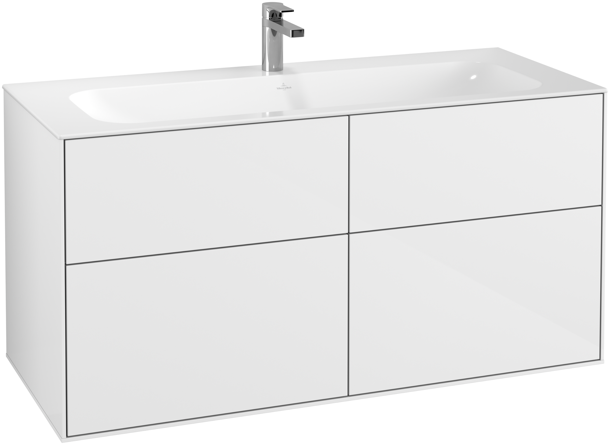 Villeroy & Boch Finion Szafka podumywalkowa, z oświetleniem, 4 elementy wysuwane, 1196x591x498mm, Korpus: Glossy White Lacquer, Front: Glossy White Lacquer