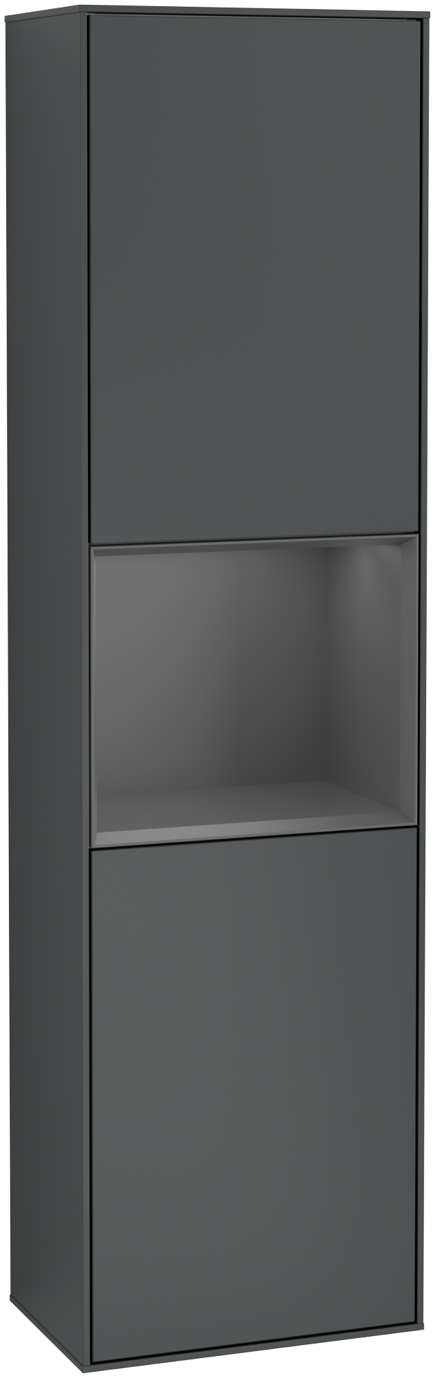 Villeroy & Boch Finion Tall cabinet, with lighting, 2 doors, 418x1516x270mm, Body: Midnight Blue Matt Lacquer, Front: Midnight Blue Matt Lacquer, Shelf: Anthracite Matt Lacquer