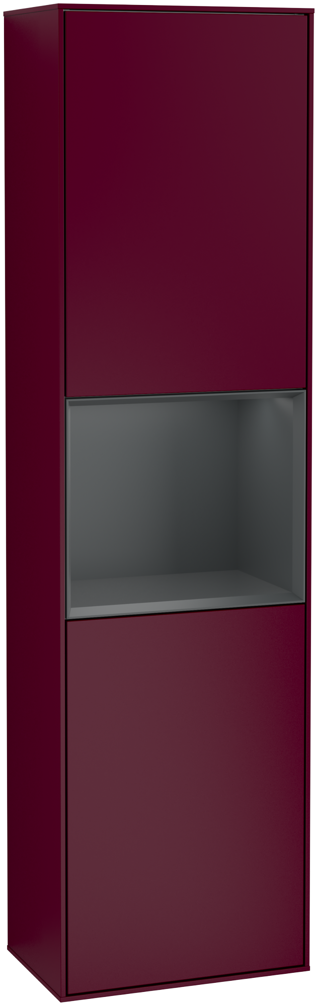 Villeroy & Boch Finion Tall cabinet, with lighting, 2 doors, 418x1516x270mm, Body: Peony Matt Lacquer, Front: Peony Matt Lacquer, Shelf: Midnight Blue Matt Lacquer