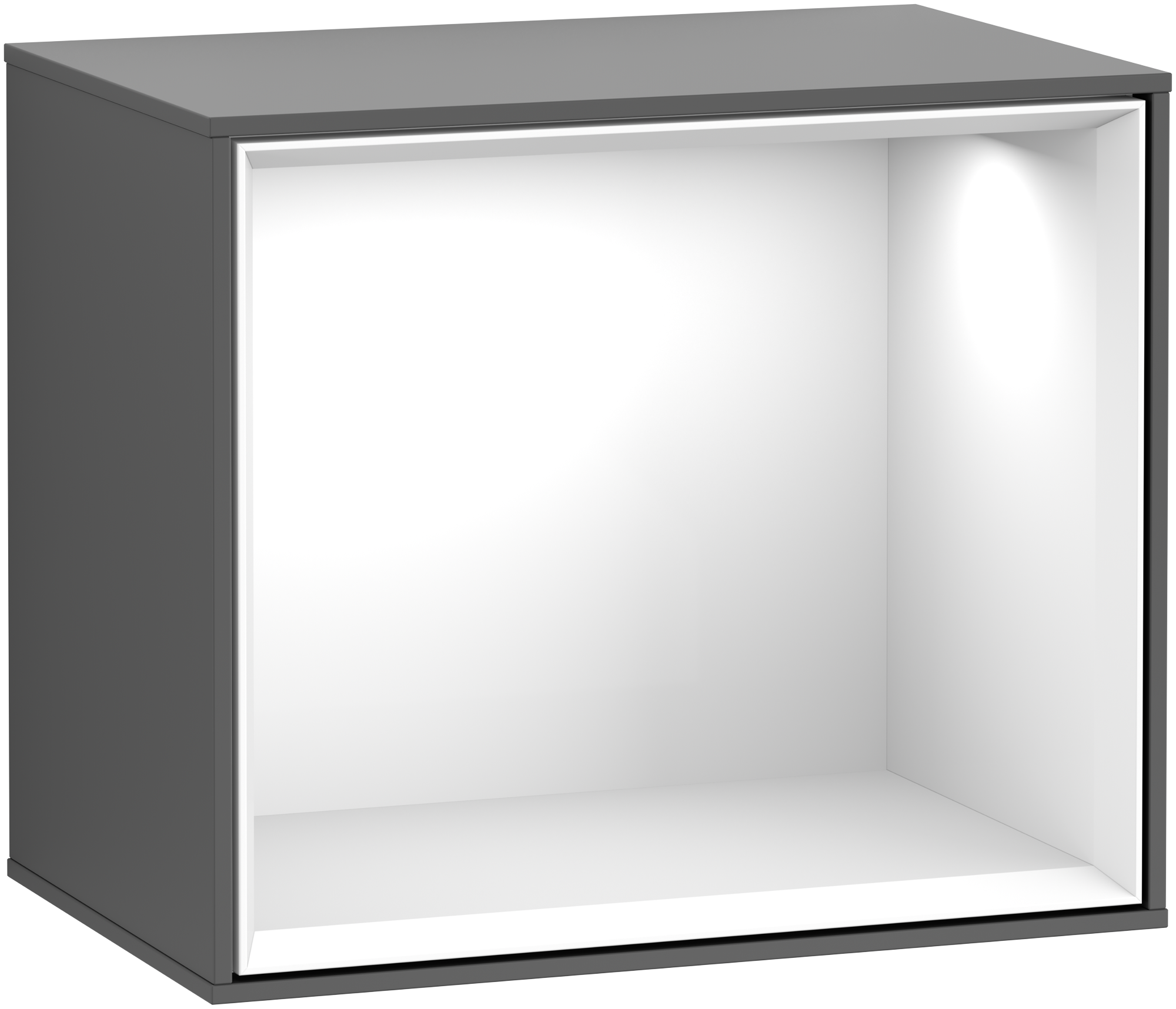 Villeroy & Boch Finion Shelf module, with lighting, 418x358x270mm, Body: Anthracite Matt Lacquer, Front: Anthracite Matt Lacquer, Shelf: Glossy White Lacquer