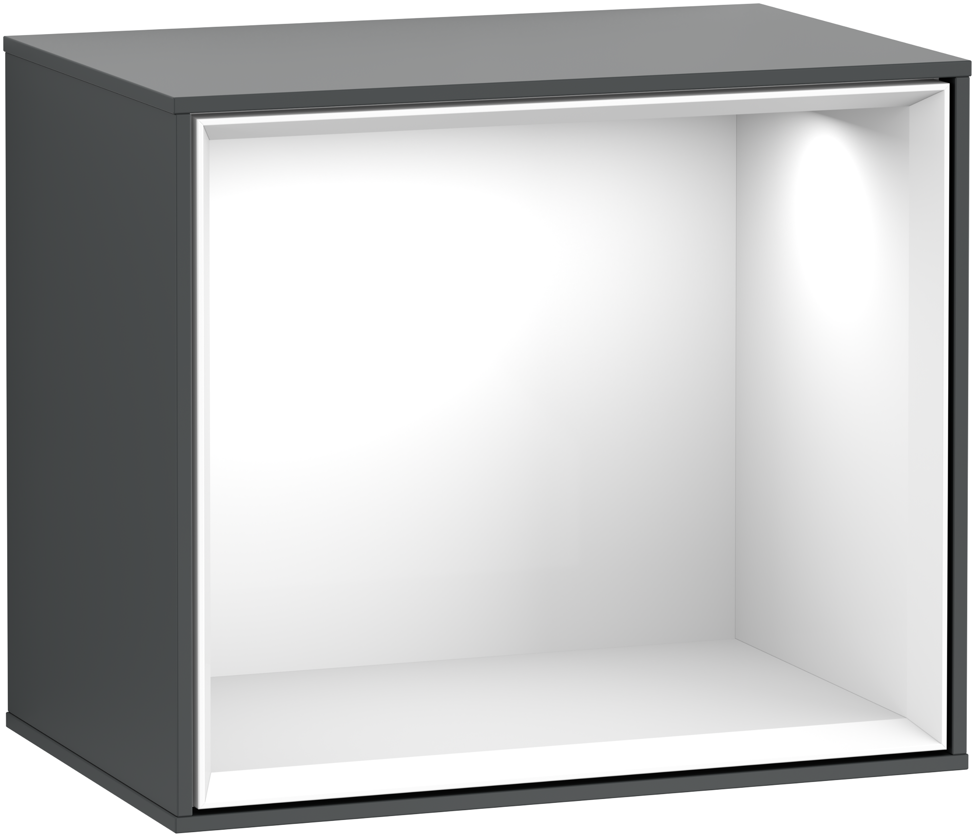 Villeroy & Boch Finion Shelf module, with lighting, 418x358x270mm, Body: Midnight Blue Matt Lacquer, Front: Midnight Blue Matt Lacquer, Shelf: Glossy White Lacquer