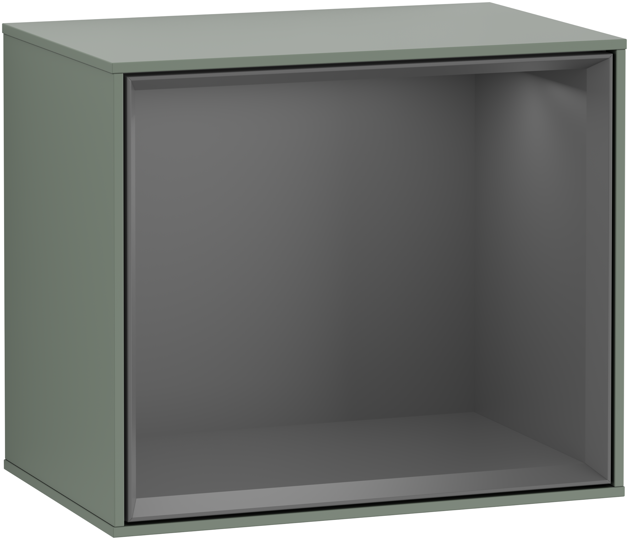 Villeroy & Boch Finion Shelf module, with lighting, 418x358x270mm, Body: Olive Matt Lacquer, Front: Olive Matt Lacquer, Shelf: Anthracite Matt Lacquer