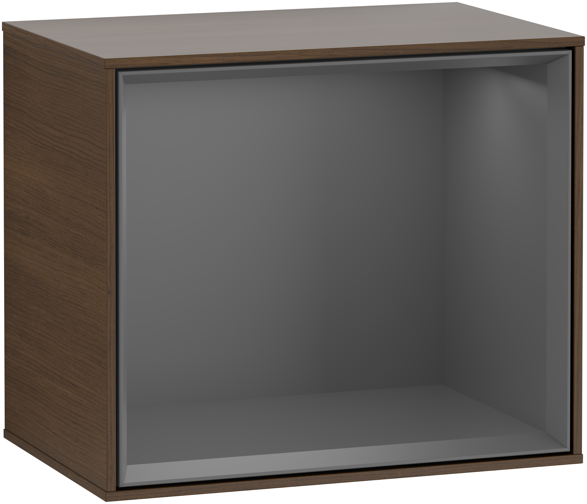 Villeroy & Boch Finion Shelf module, with lighting, 418x358x270mm, Body: Walnut Veneer, Front: Walnut Veneer, Shelf: Anthracite Matt Lacquer