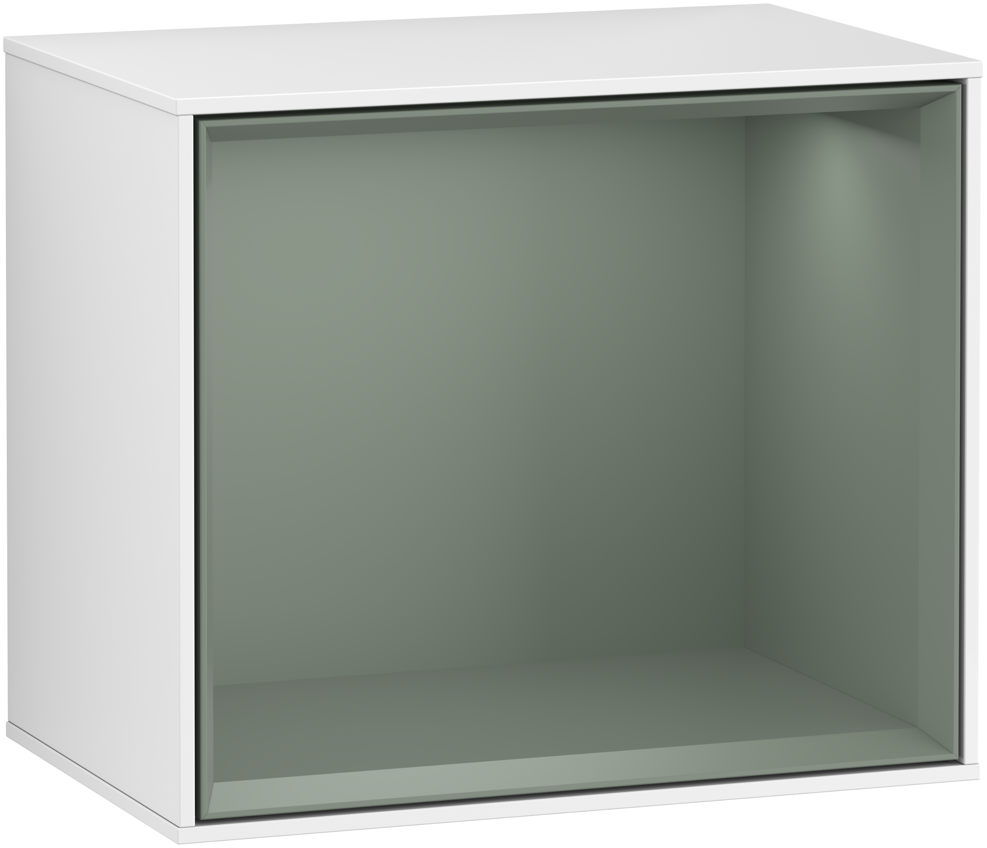 Villeroy & Boch Finion Shelf module, with lighting, 418x358x270mm, Body: Glossy White Lacquer, Front: Glossy White Lacquer, Shelf: Olive Matt Lacquer