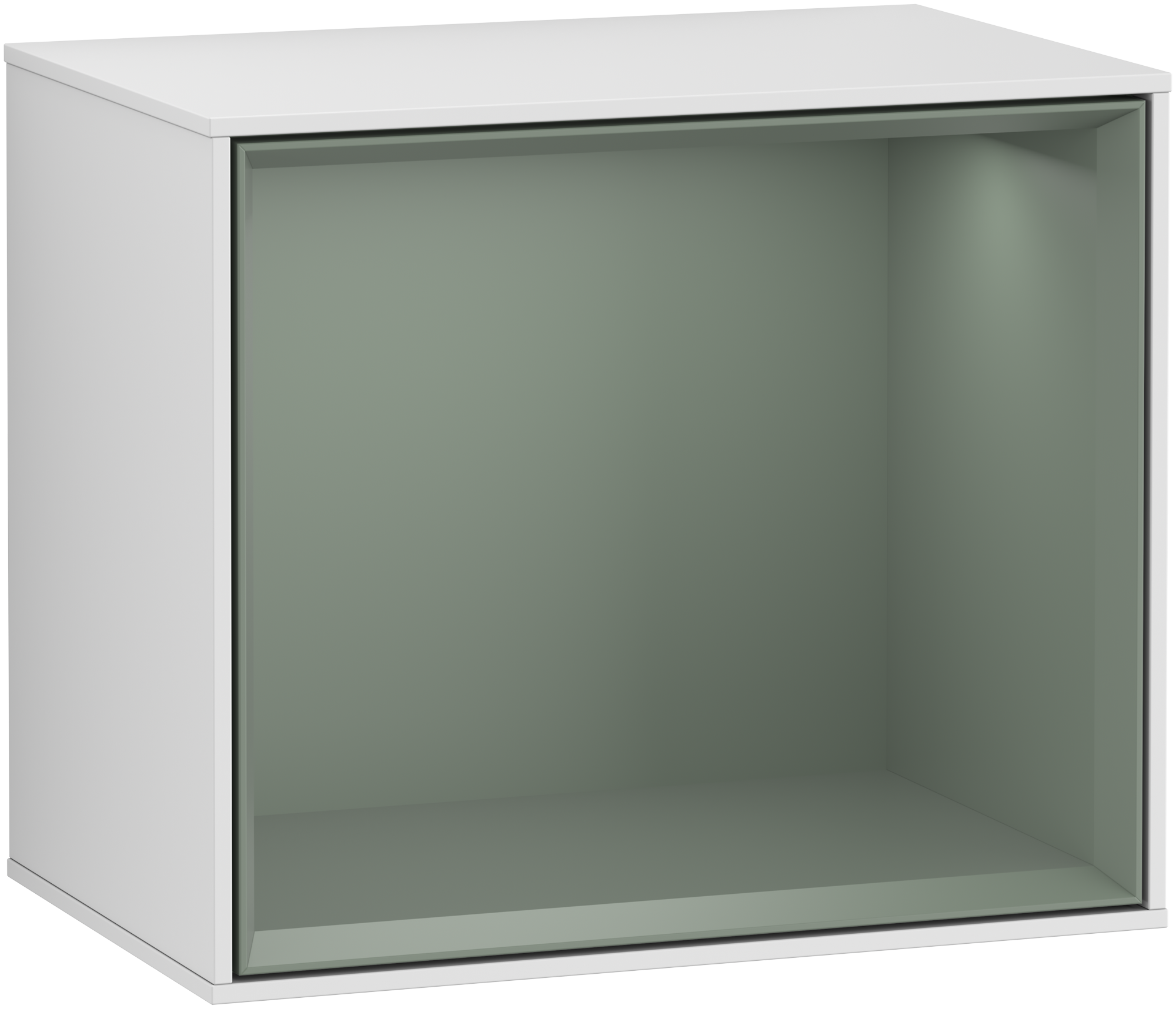 Villeroy & Boch Finion Shelf module, with lighting, 418x358x270mm, Body: White Matt Lacquer, Front: White Matt Lacquer, Shelf: Olive Matt Lacquer