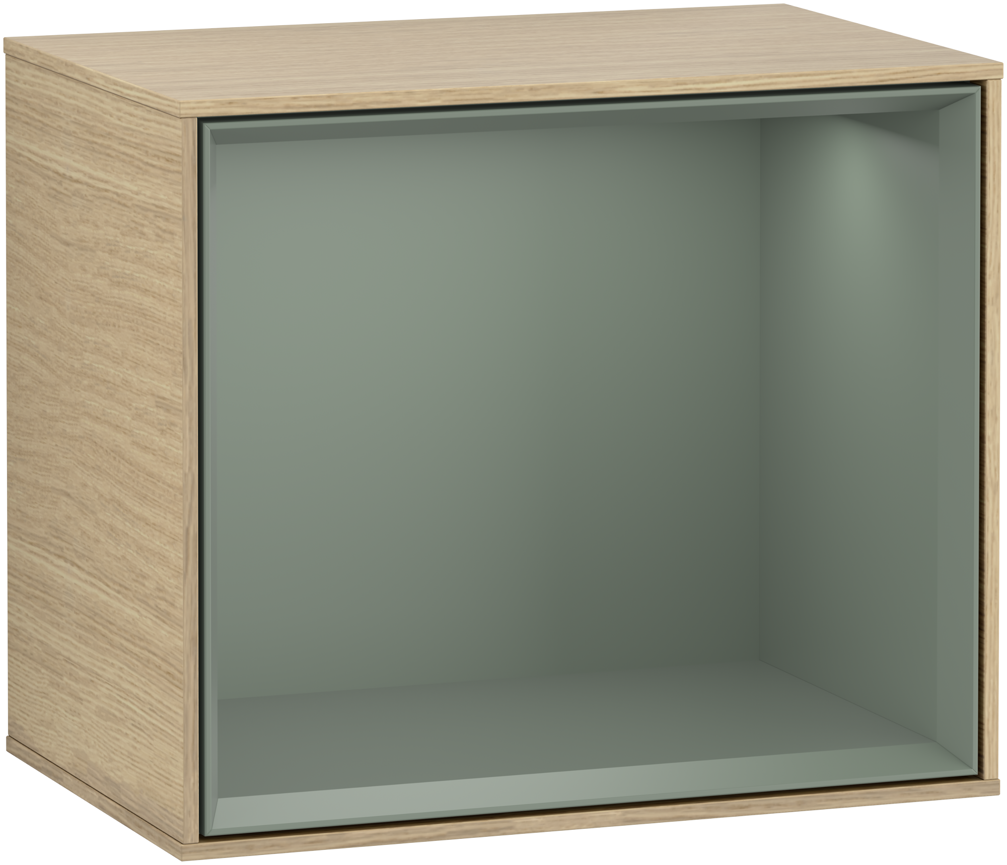 Villeroy & Boch Finion Shelf module, with lighting, 418x358x270mm, Body: Oak Veneer, Front: Oak Veneer, Shelf: Olive Matt Lacquer