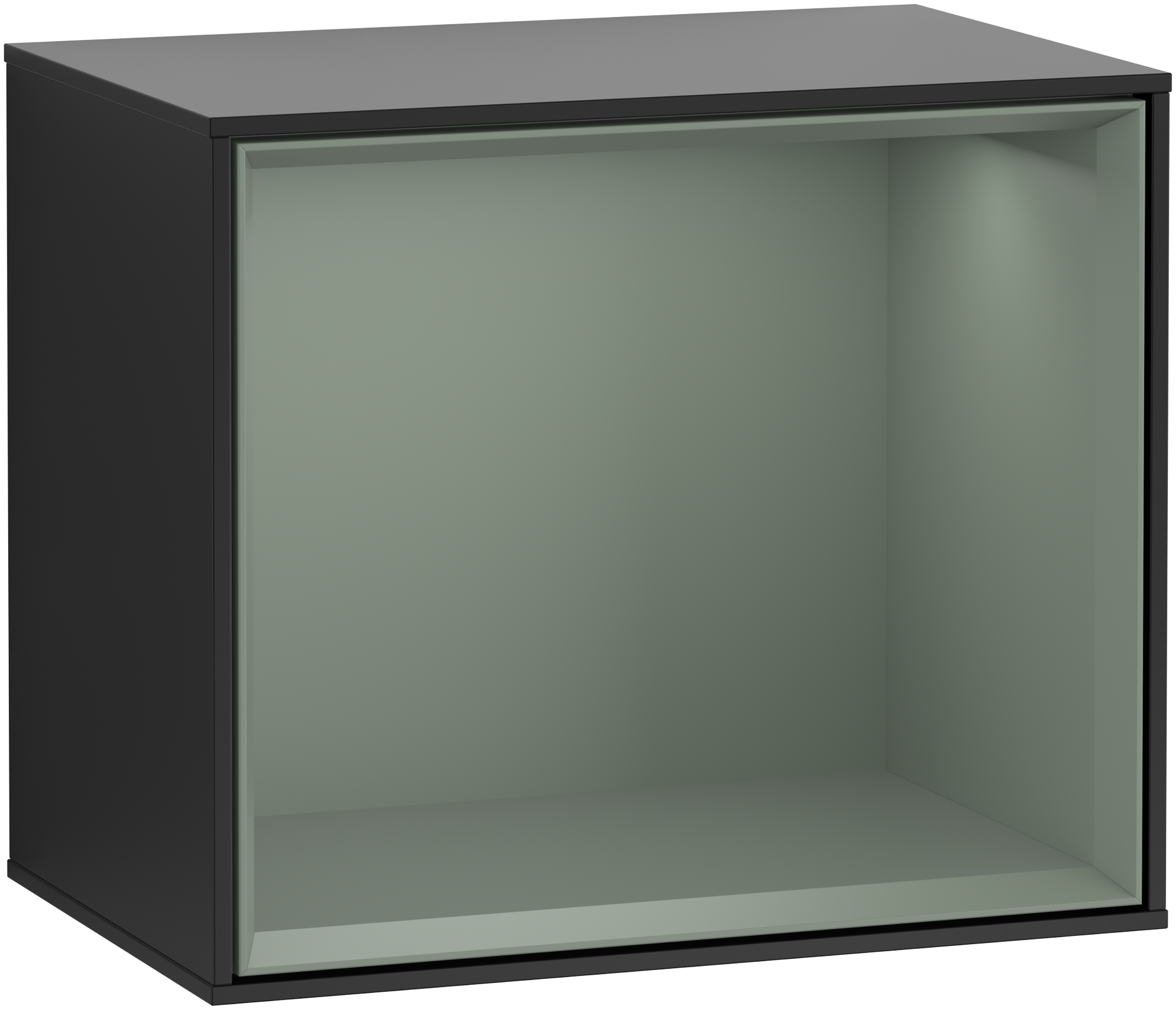 Villeroy & Boch Finion Shelf module, with lighting, 418x358x270mm, Body: Black Matt Lacquer, Front: Black Matt Lacquer, Shelf: Olive Matt Lacquer