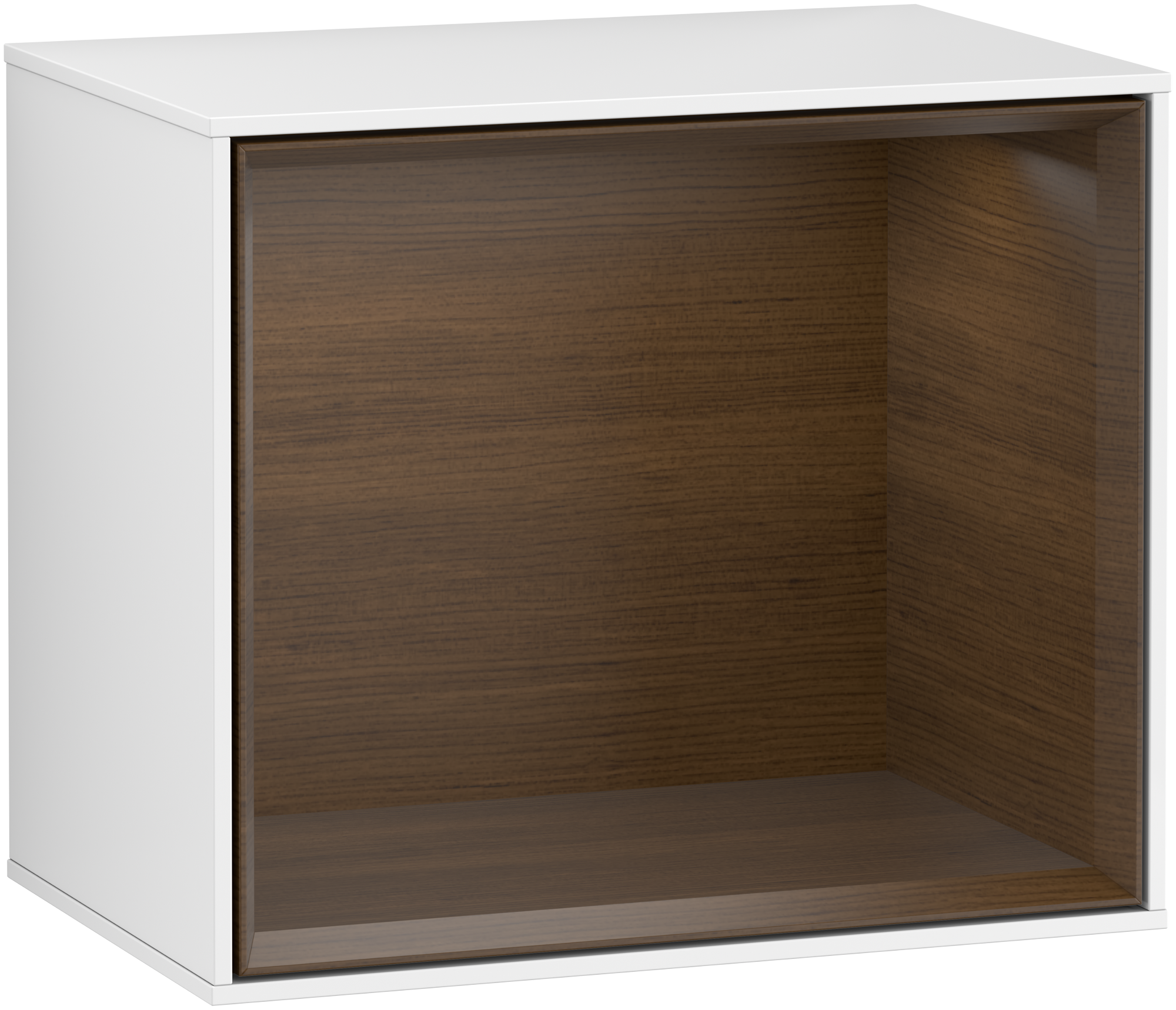 Villeroy & Boch Finion Shelf module, with lighting, 418x358x270mm, Body: Glossy White Lacquer, Front: Glossy White Lacquer, Shelf: Walnut Veneer