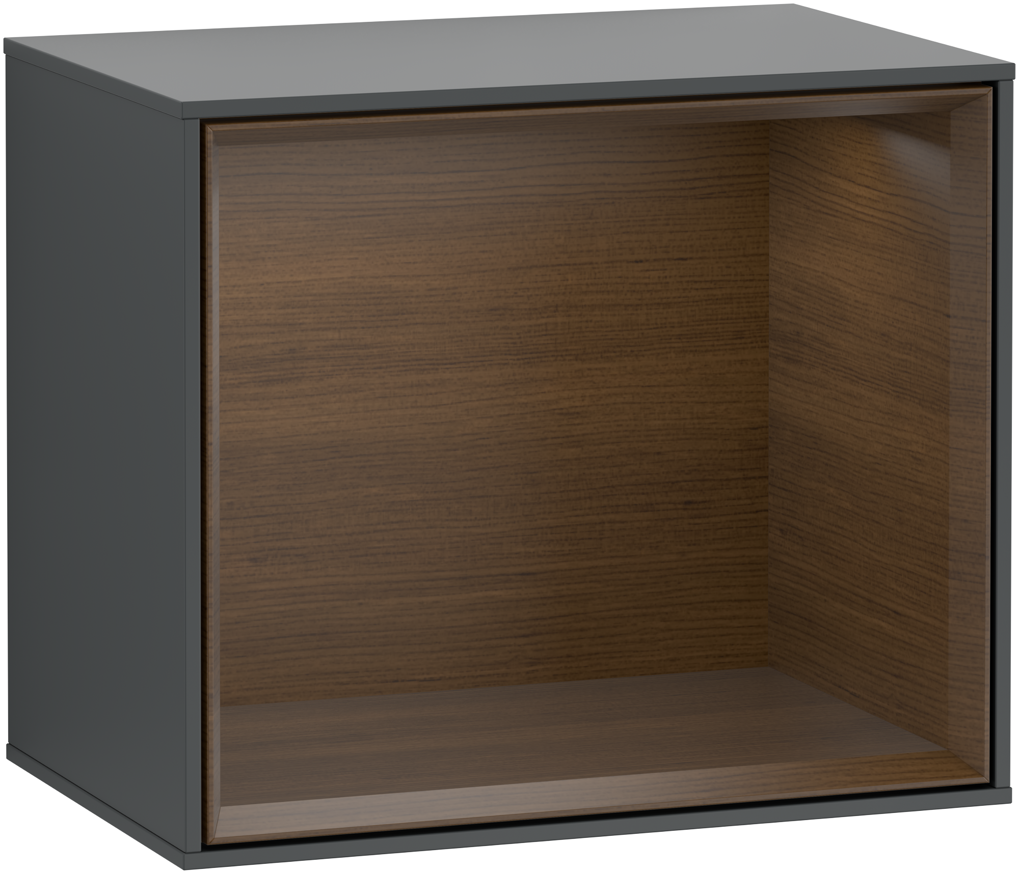 Villeroy & Boch Finion Shelf module, with lighting, 418x358x270mm, Body: Midnight Blue Matt Lacquer, Front: Midnight Blue Matt Lacquer, Shelf: Walnut Veneer