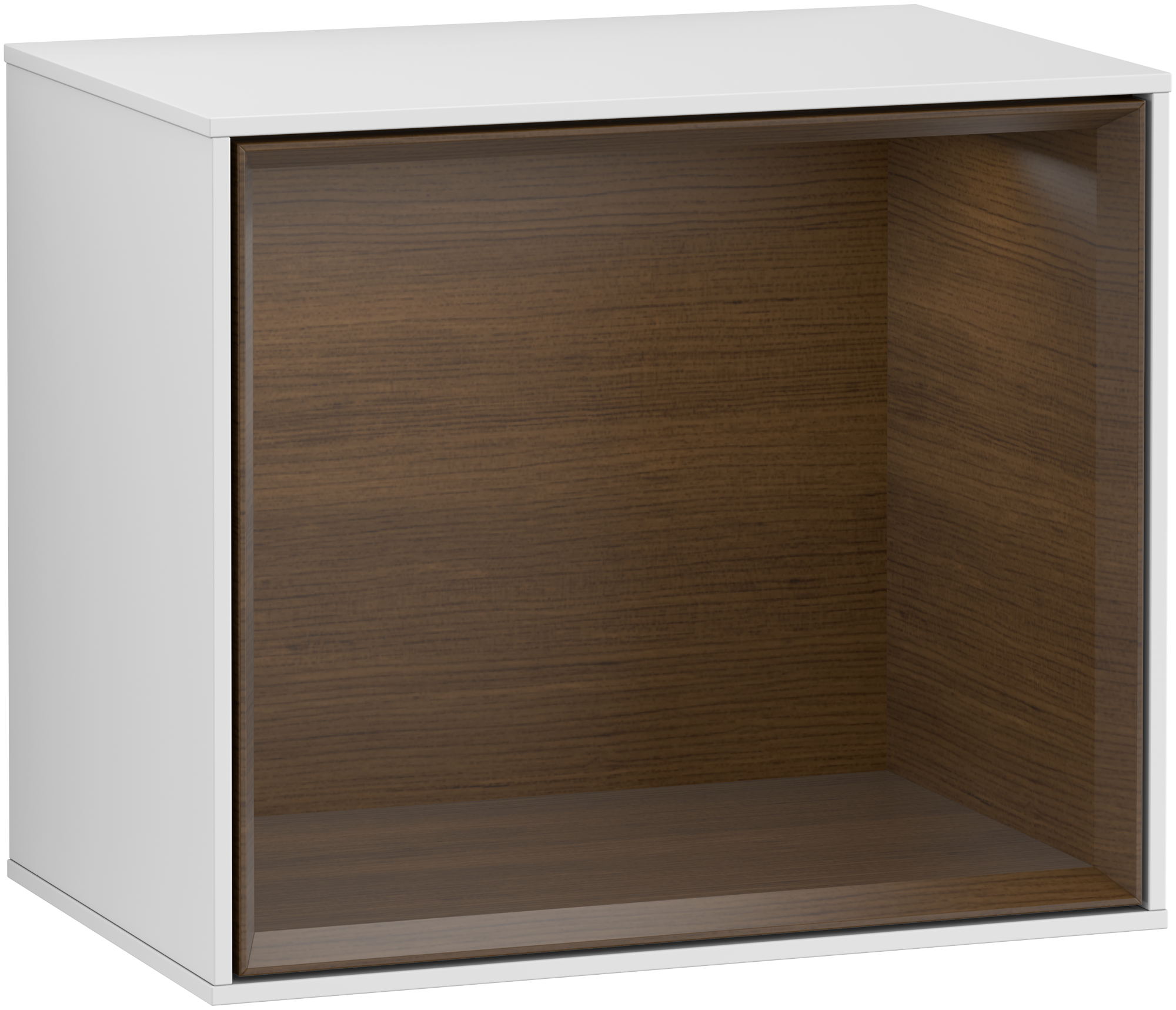 Villeroy & Boch Finion Shelf module, with lighting, 418x358x270mm, Body: White Matt Lacquer, Front: White Matt Lacquer, Shelf: Walnut Veneer