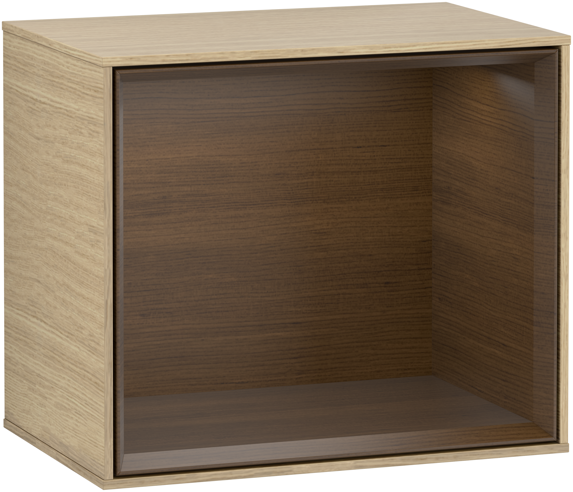 Villeroy & Boch Finion Shelf module, with lighting, 418x358x270mm, Body: Oak Veneer, Front: Oak Veneer, Shelf: Walnut Veneer