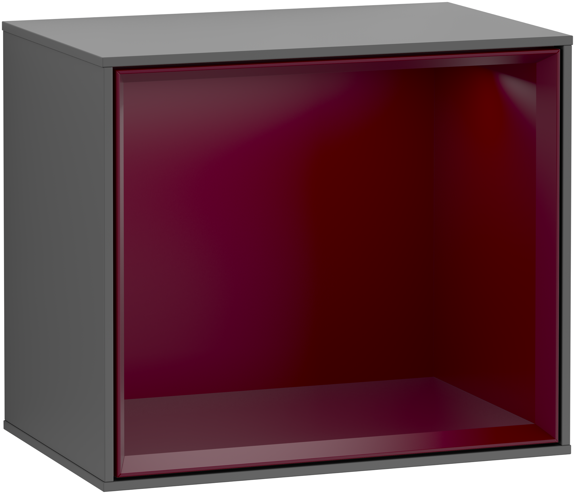 Villeroy & Boch Finion Shelf module, with lighting, 418x358x270mm, Body: Anthracite Matt Lacquer, Front: Anthracite Matt Lacquer, Shelf: Peony Matt Lacquer