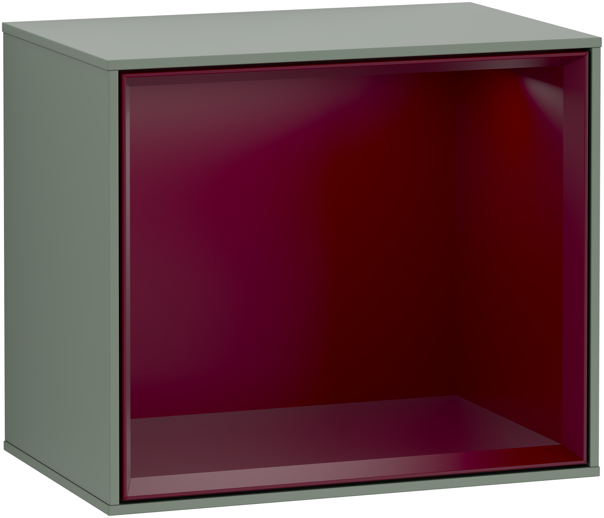 Villeroy & Boch Finion Shelf module, with lighting, 418x358x270mm, Body: Olive Matt Lacquer, Front: Olive Matt Lacquer, Shelf: Peony Matt Lacquer