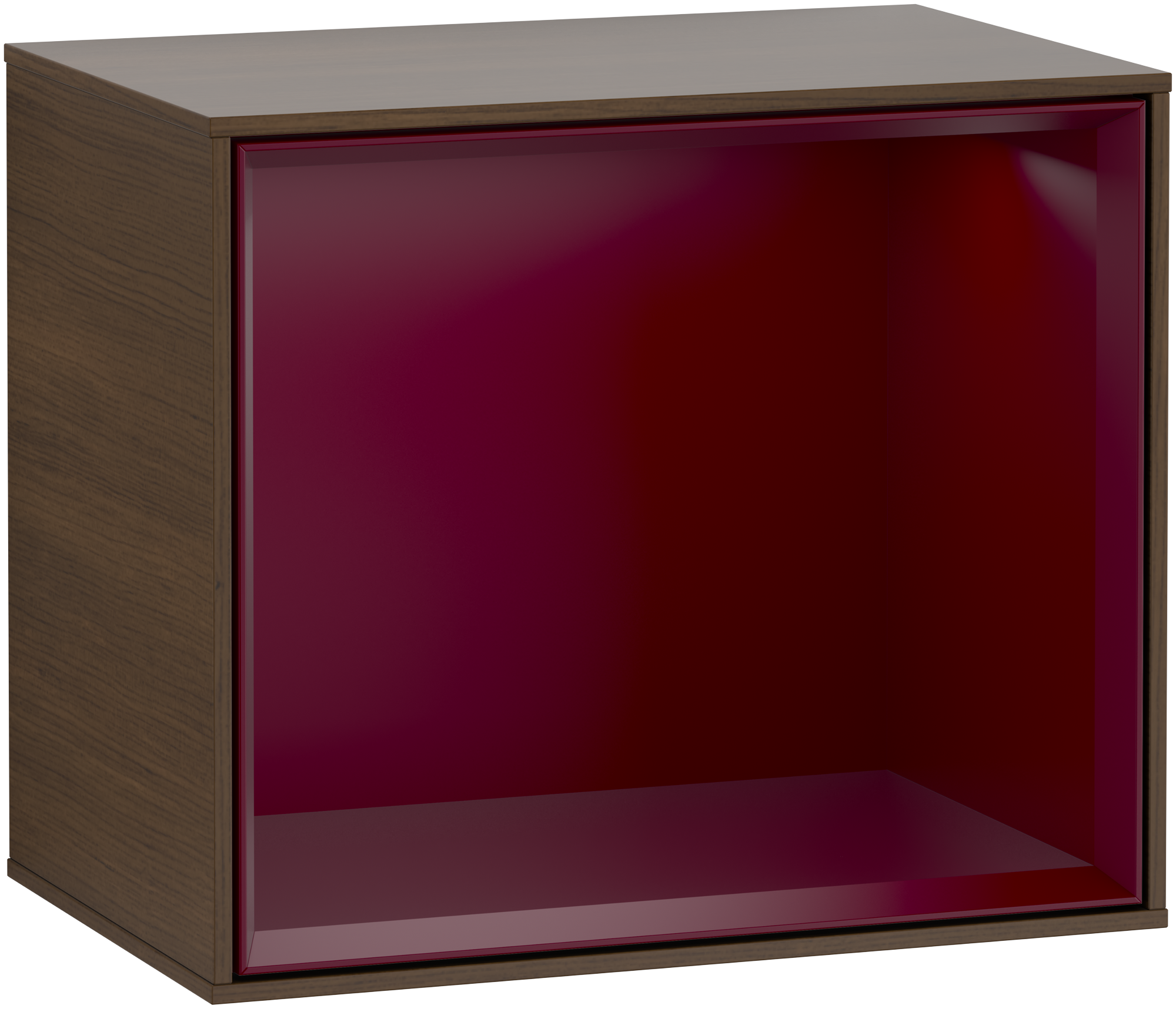 Villeroy & Boch Finion Shelf module, with lighting, 418x358x270mm, Body: Walnut Veneer, Front: Walnut Veneer, Shelf: Peony Matt Lacquer