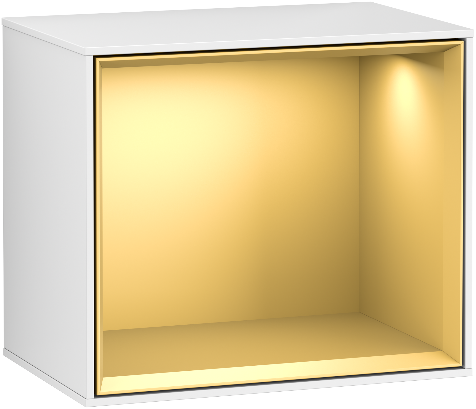 Villeroy & Boch Finion Shelf module, with lighting, 418x358x270mm, Body: Glossy White Lacquer, Front: Glossy White Lacquer, Shelf: Gold Matt Lacquer