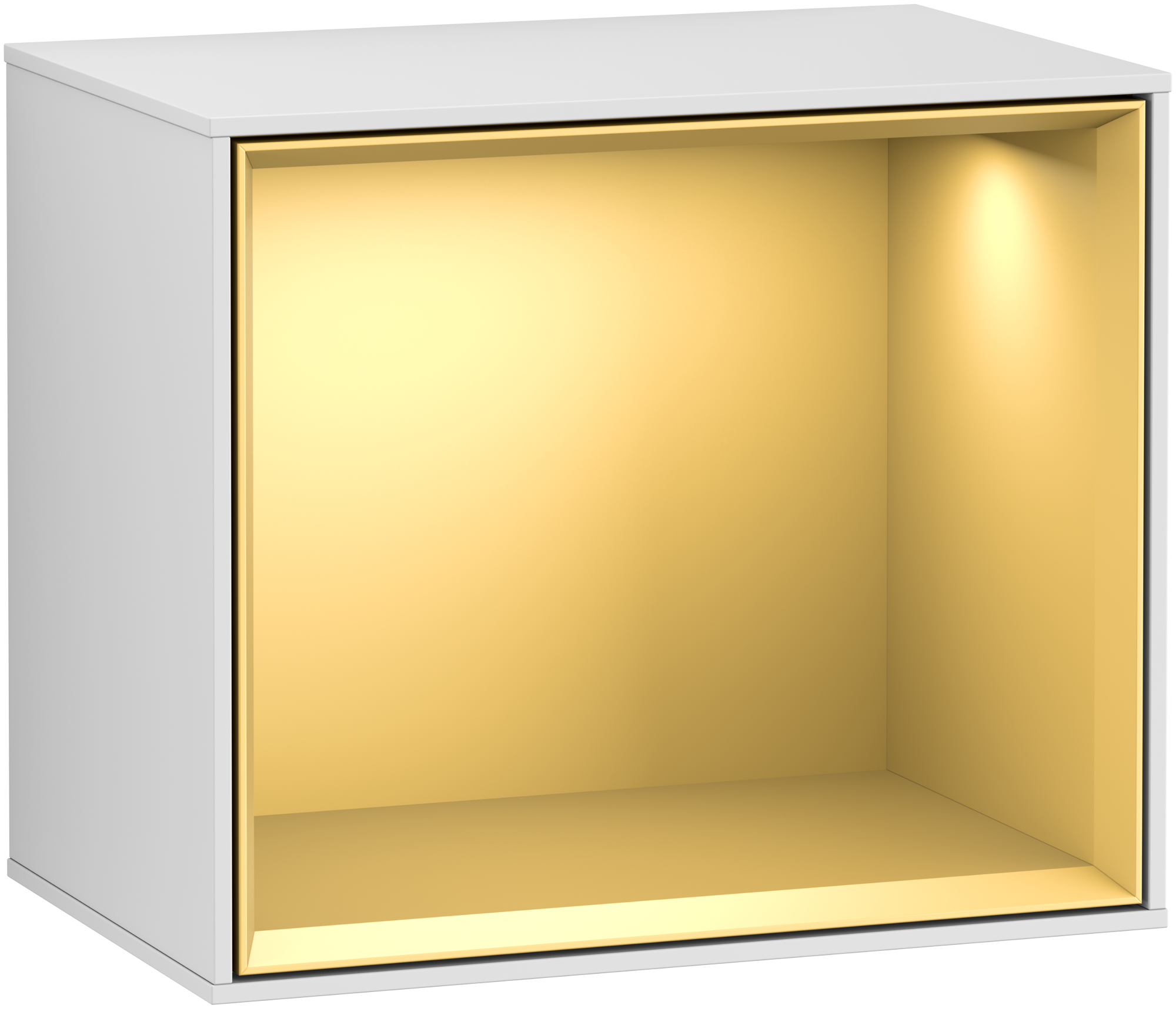 Villeroy & Boch Finion Shelf module, with lighting, 418x358x270mm, Body: White Matt Lacquer, Front: White Matt Lacquer, Shelf: Gold Matt Lacquer