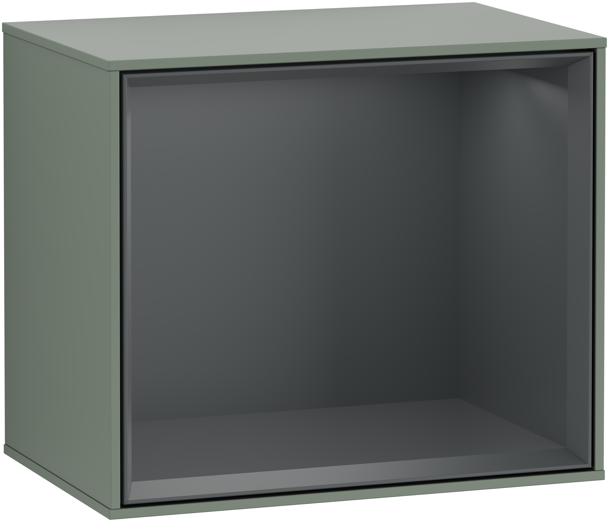 Villeroy & Boch Finion Shelf module, with lighting, 418x358x270mm, Body: Olive Matt Lacquer, Front: Olive Matt Lacquer, Shelf: Midnight Blue Matt Lacquer