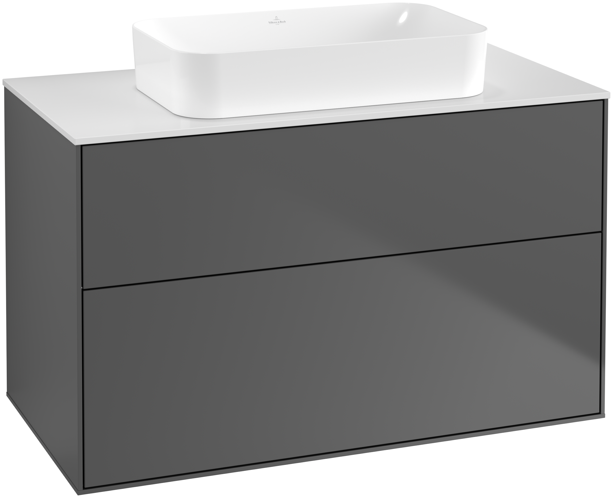 Villeroy & Boch Finion Vanity unit, with lighting, 2 pull-out compartments, 1000x603x501mm, Body: Anthracite Matt Lacquer, Front: Anthracite Matt Lacquer, Cover plate: Glass White Matt
