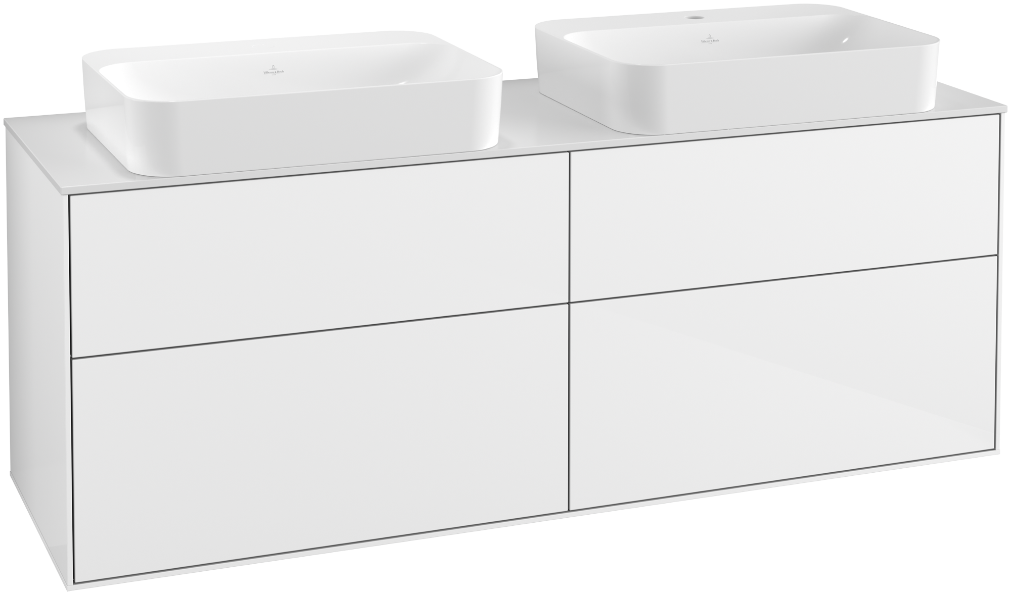 Villeroy & Boch Finion Mobile sottolavabo, con illuminazione, 4 vani estraibili, 1600x603x501mm, Corpo: Glossy White Lacquer, Fronte: Glossy White Lacquer, Piastra di copertura: Glass White Matt