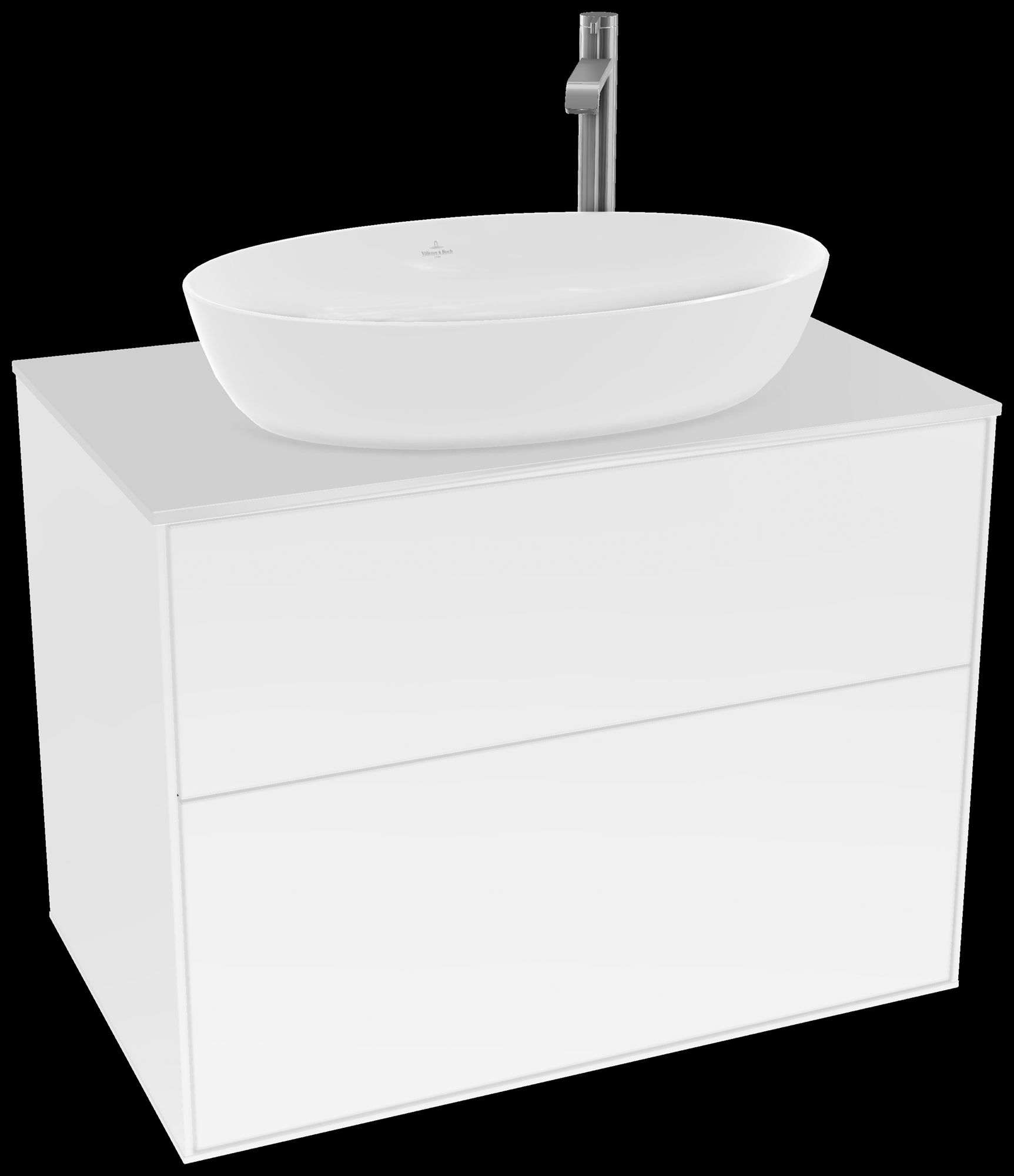 Villeroy & Boch Finion Vanity unit, with lighting, 2 pull-out compartments, 800x603x501mm, Body: Glossy White Lacquer, Front: Glossy White Lacquer, Cover plate: Glass White Matt