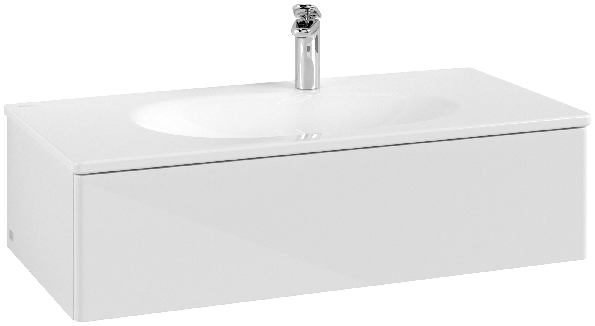 Villeroy & Boch Antao Waschbeckenunterschrank, 1 Auszug, 988x256x493mm, Front ohne Struktur, Korpus: Glossy White Lacquer, Front: Glossy White Lacquer