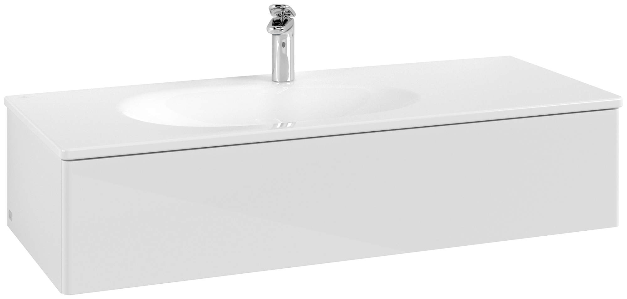 Villeroy & Boch Antao Waschbeckenunterschrank, 1 Auszug, 1188x256x493mm, Front ohne Struktur, Korpus: Glossy White Lacquer, Front: Glossy White Lacquer