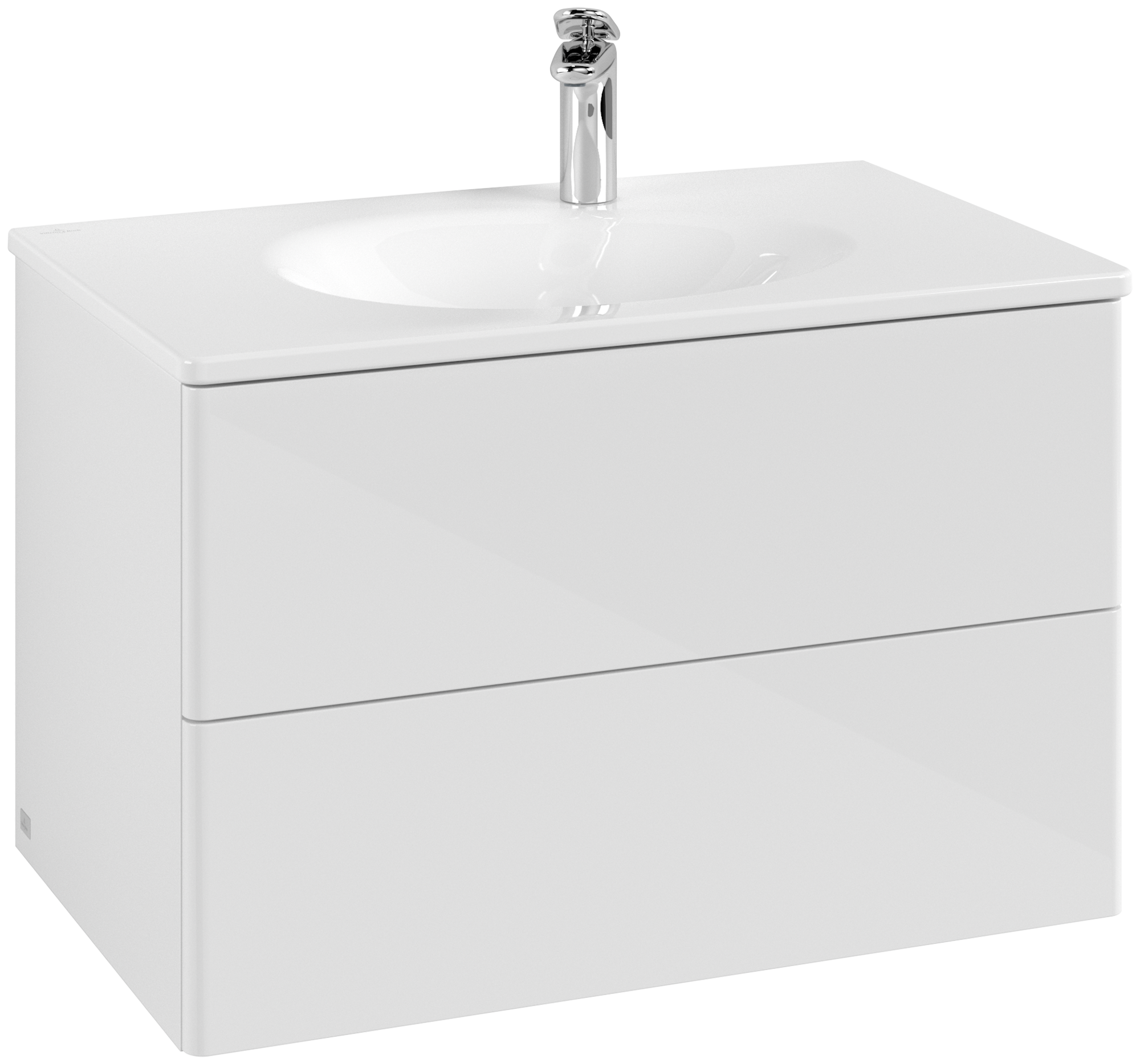 Villeroy & Boch Antao Vanity unit, 2 pull-out compartments, 788x504x496mm, Front without structure, Body: Glossy White Lacquer, Front: Glossy White Lacquer