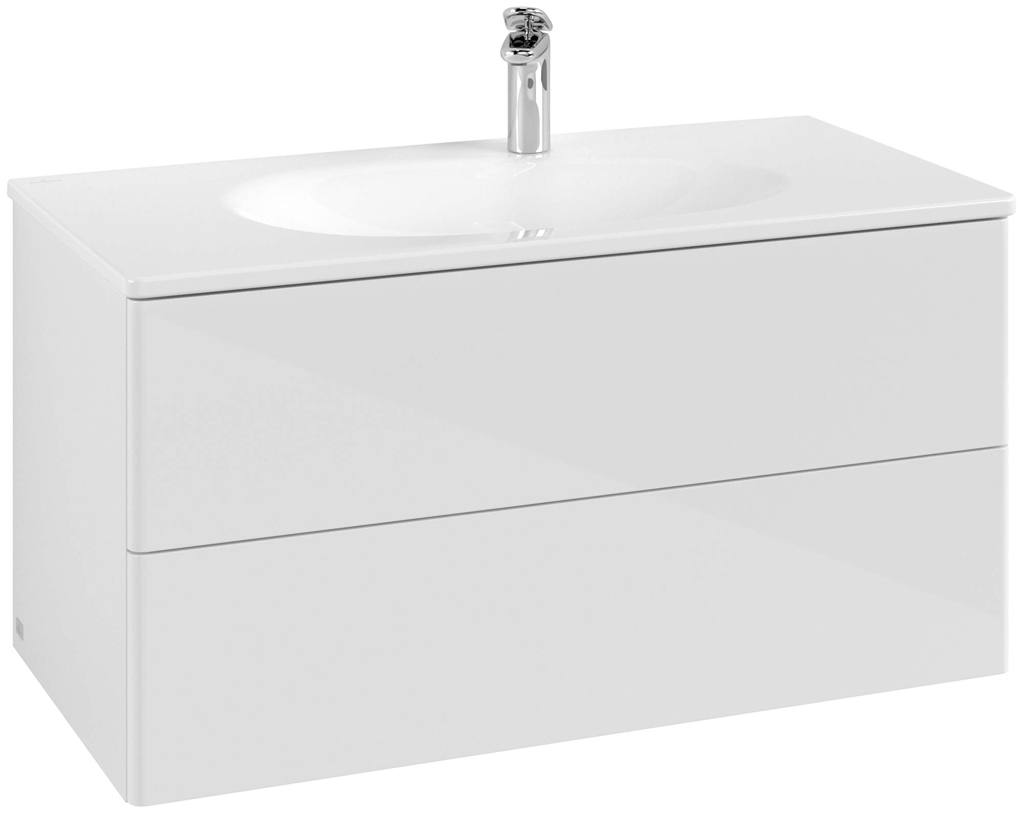 Villeroy & Boch Antao Waschbeckenunterschrank, 2 Auszüge, 988x504x496mm, Front ohne Struktur, Korpus: Glossy White Lacquer, Front: Glossy White Lacquer