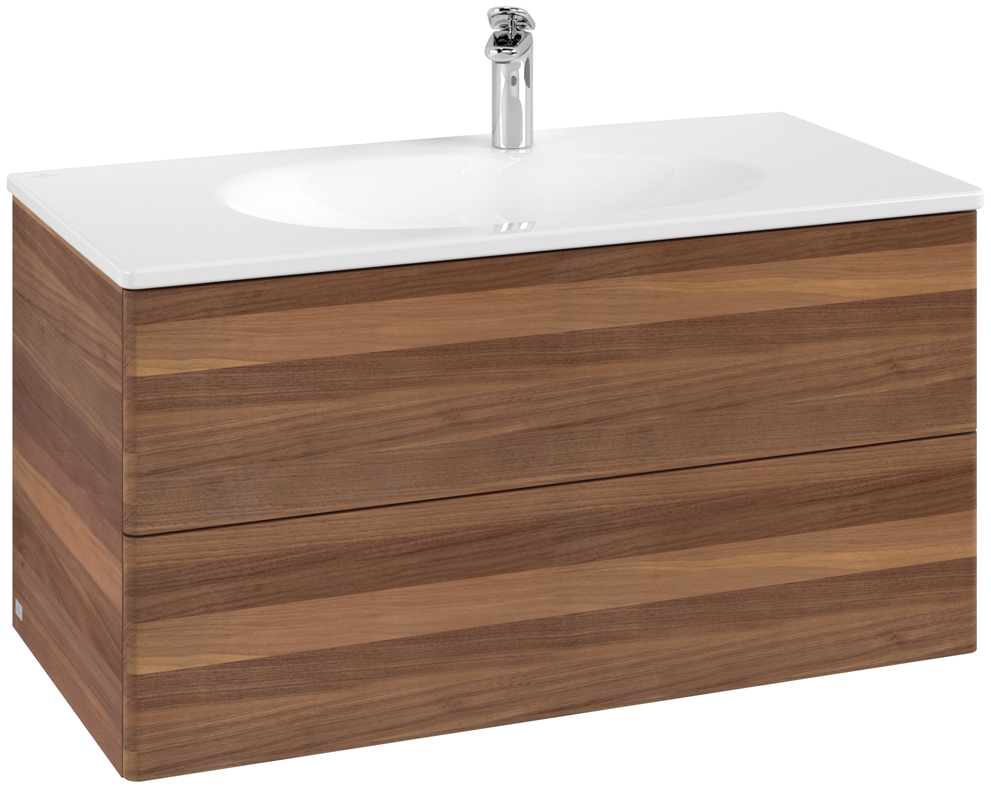 Villeroy & Boch Antao Vanity unit, 2 pull-out compartments, 988x504x496mm, Front without structure, Body: Warm Walnut, Front: Warm Walnut