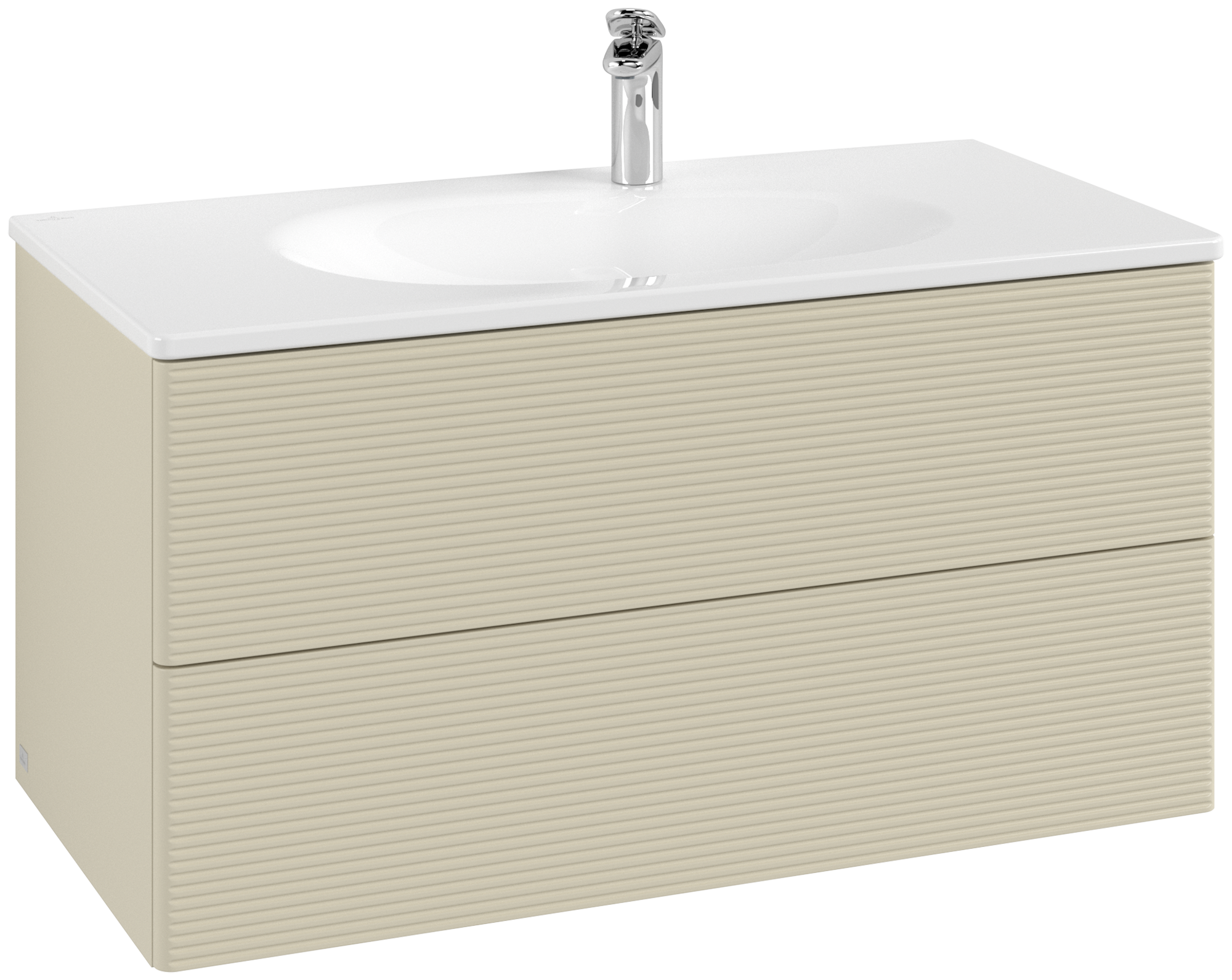 Villeroy & Boch Antao Vanity unit, 2 pull-out compartments, 988x504x496mm, Front with grain texture, Body: Silk Grey Matt Lacquer, Front: Silk Grey Matt Lacquer