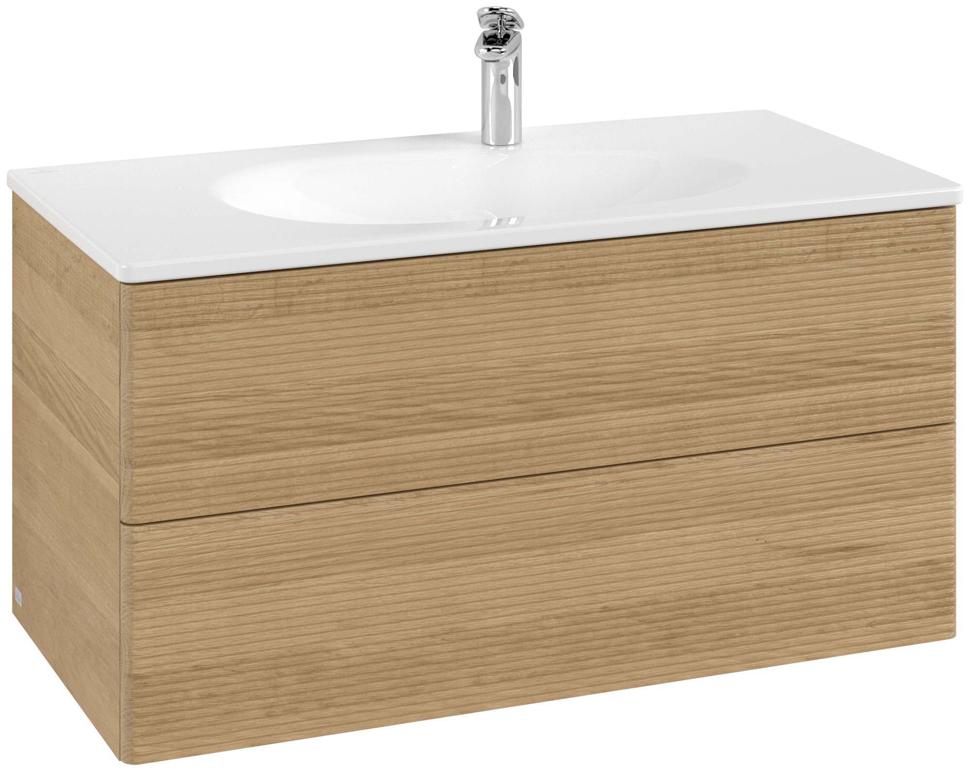 Villeroy & Boch Antao Waschbeckenunterschrank, 2 Auszüge, 988x504x496mm, Front mit Struktur, Korpus: Honey Oak, Front: Honey Oak