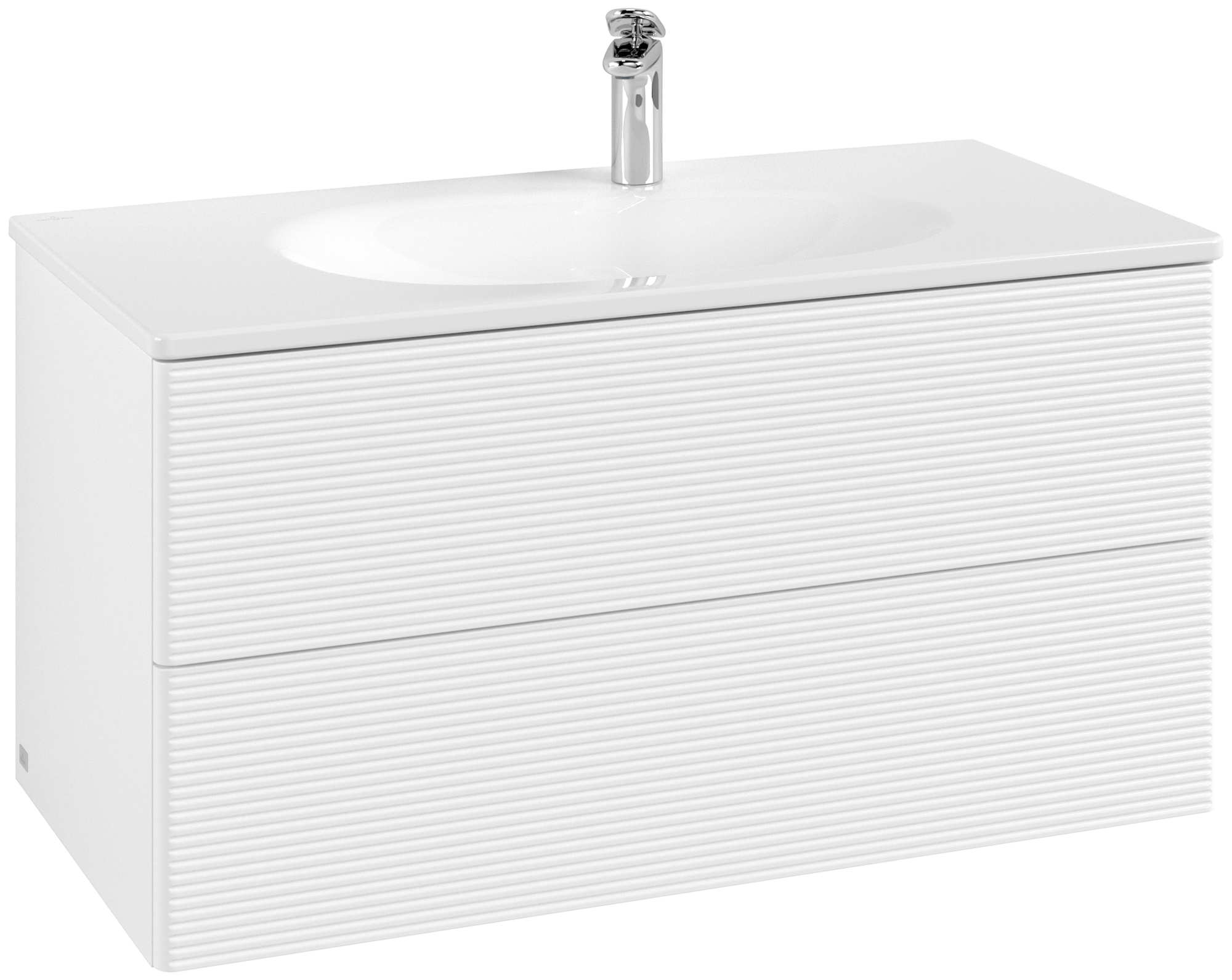 Villeroy & Boch Antao Vanity unit, 2 pull-out compartments, 988x504x496mm, Front with grain texture, Body: White Matt Lacquer, Front: White Matt Lacquer
