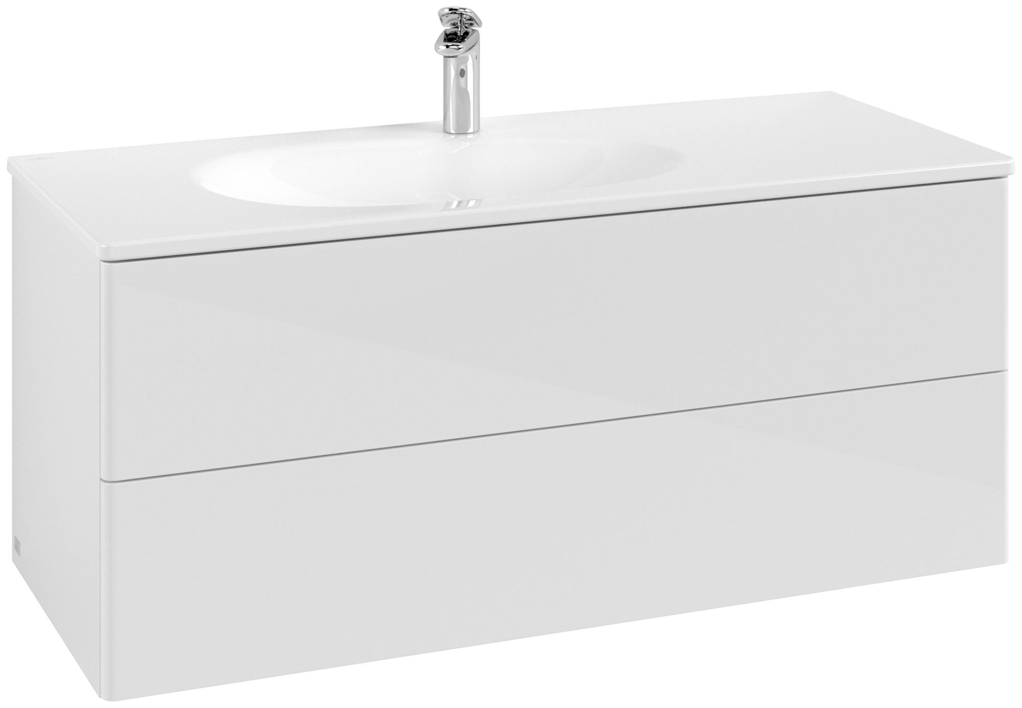 Villeroy & Boch Antao Waschbeckenunterschrank, 2 Auszüge, 1188x504x493mm, Front ohne Struktur, Korpus: Glossy White Lacquer, Front: Glossy White Lacquer