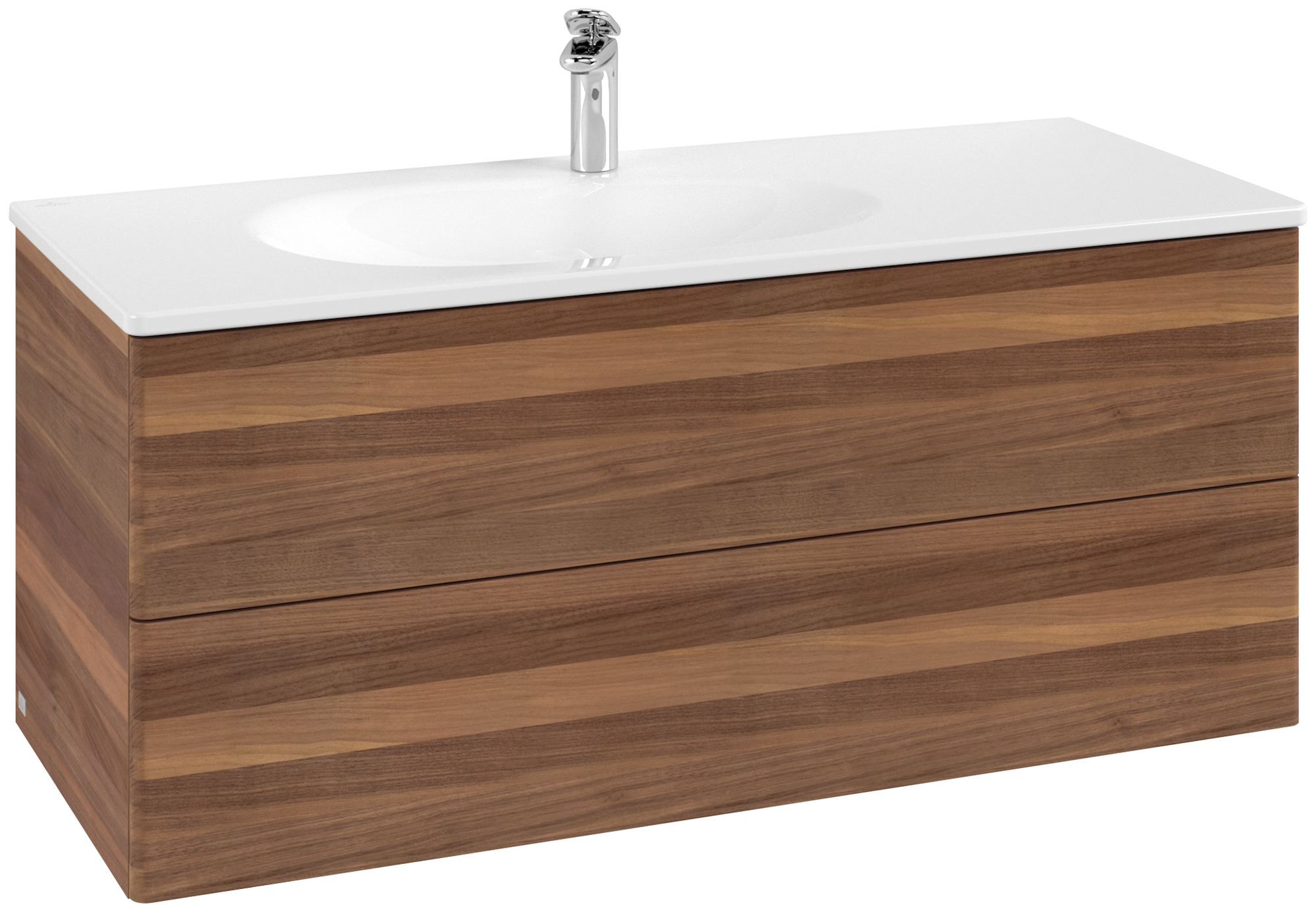 Villeroy & Boch Antao Waschbeckenunterschrank, 2 Auszüge, 1188x504x493mm, Front ohne Struktur, Korpus: Warm Walnut, Front: Warm Walnut