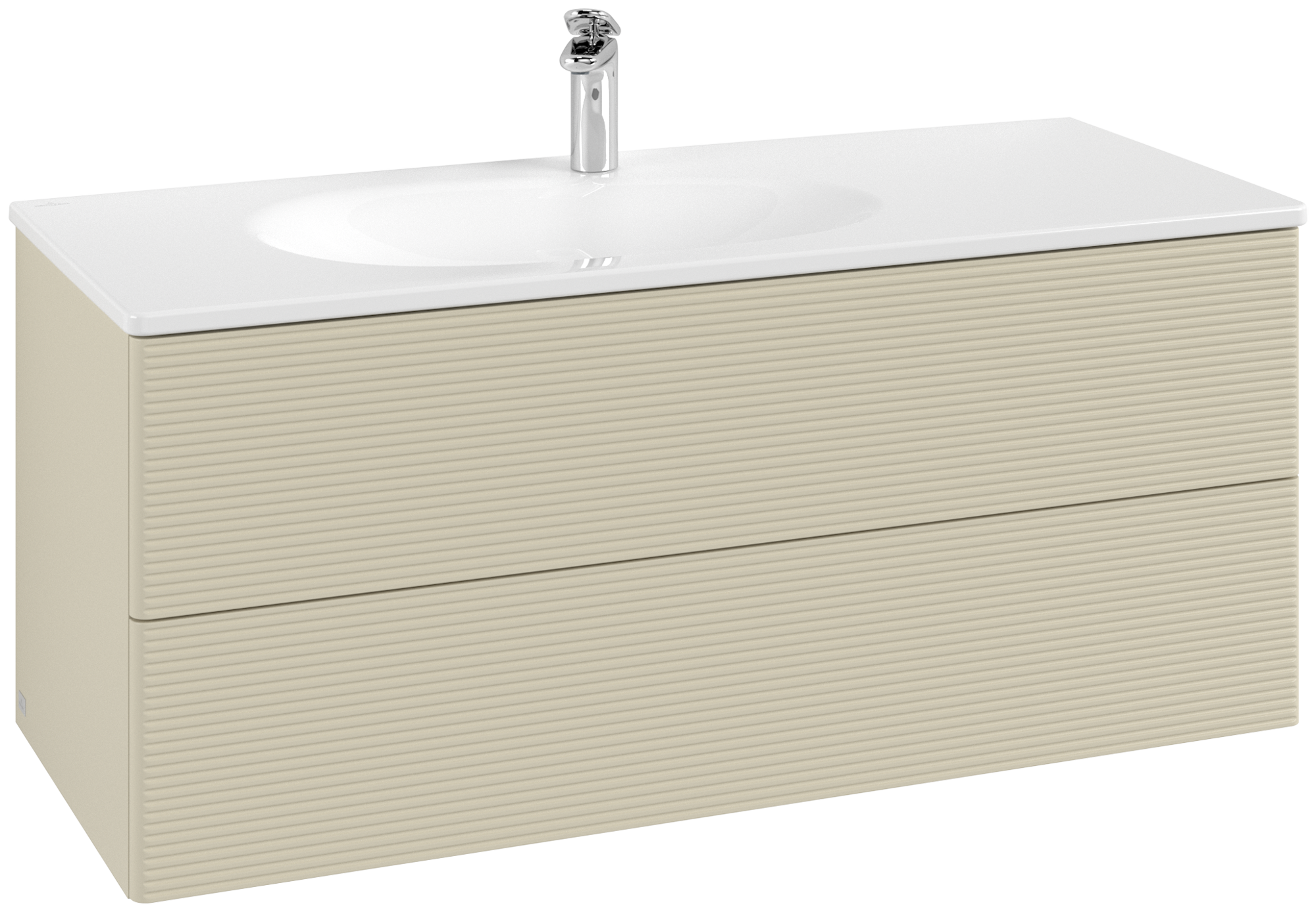 Villeroy & Boch Antao Meuble sous plan, 2 tiroirs sur rails, 1188x504x493mm, Façade avec structure, Caisson: Silk Grey Matt Lacquer, Façade: Silk Grey Matt Lacquer