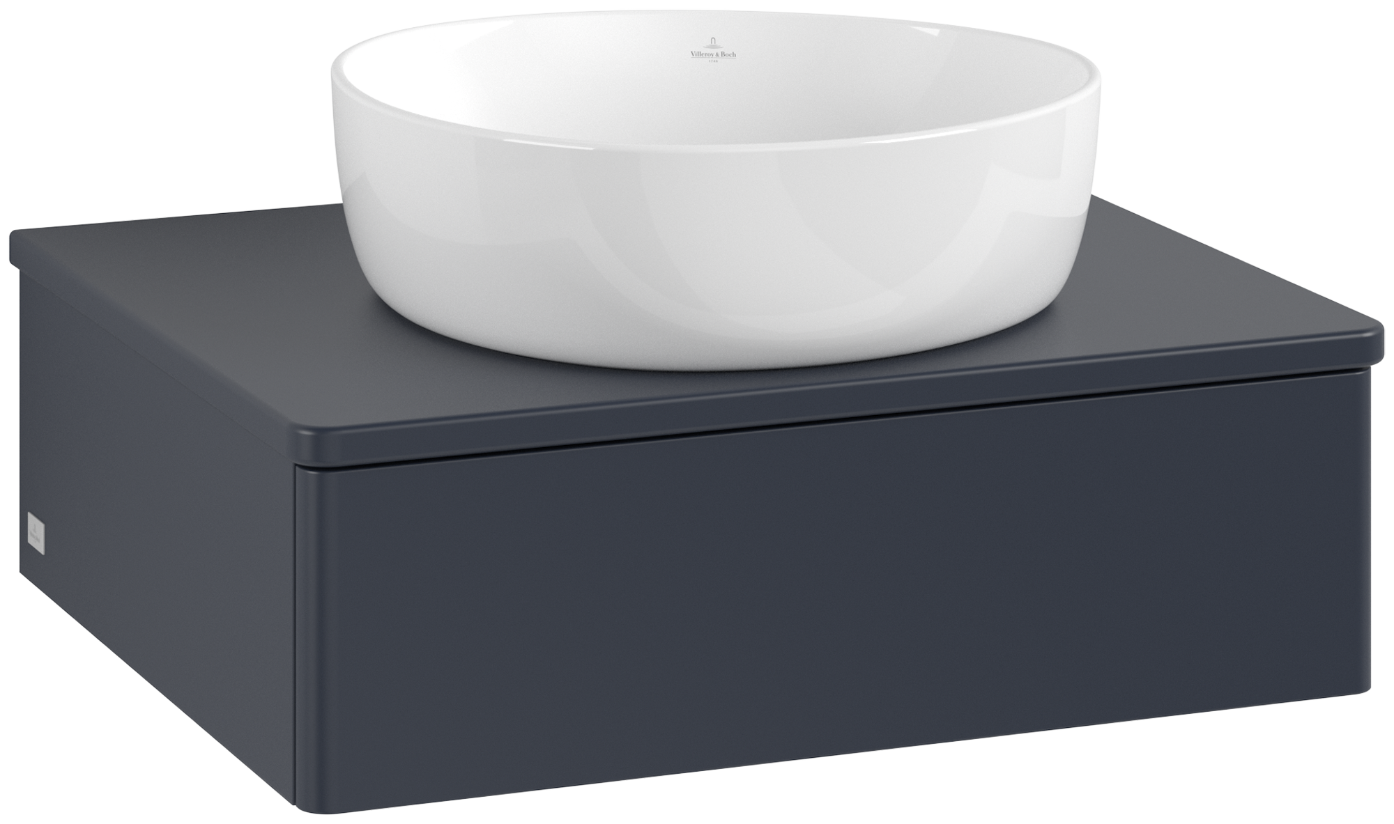 Villeroy & Boch Antao Vanity unit, 1 pull-out compartment, 600x190x500mm, Front without structure, Body: Midnight Blue Matt Lacquer, Front: Midnight Blue Matt Lacquer, Cover plate: Midnight Blue Matt Lacquer