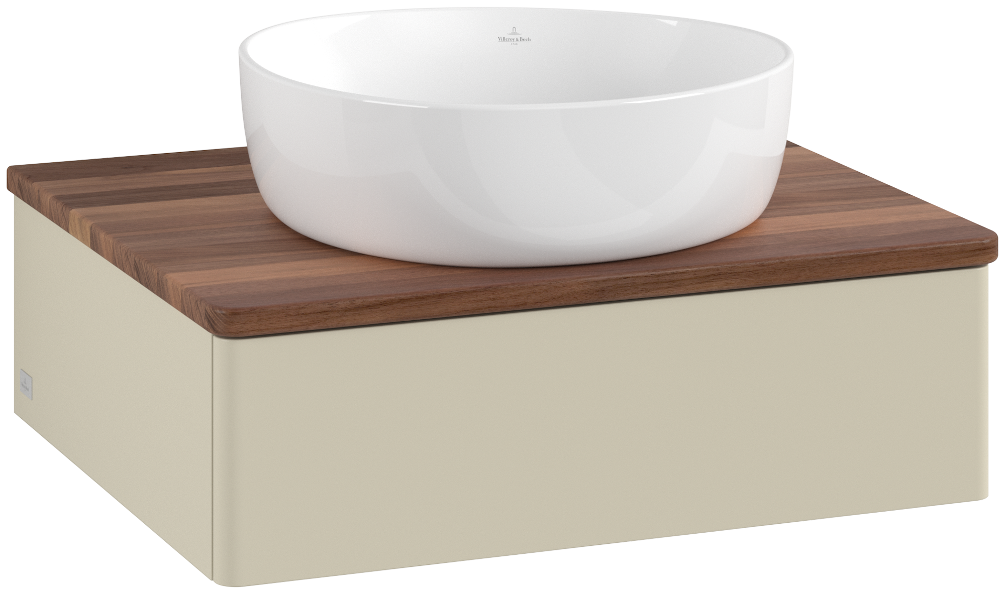 Villeroy & Boch Antao Vanity unit, 1 pull-out compartment, 600x190x500mm, Front without structure, Body: Silk Grey Matt Lacquer, Front: Silk Grey Matt Lacquer, Cover plate: Warm Walnut
